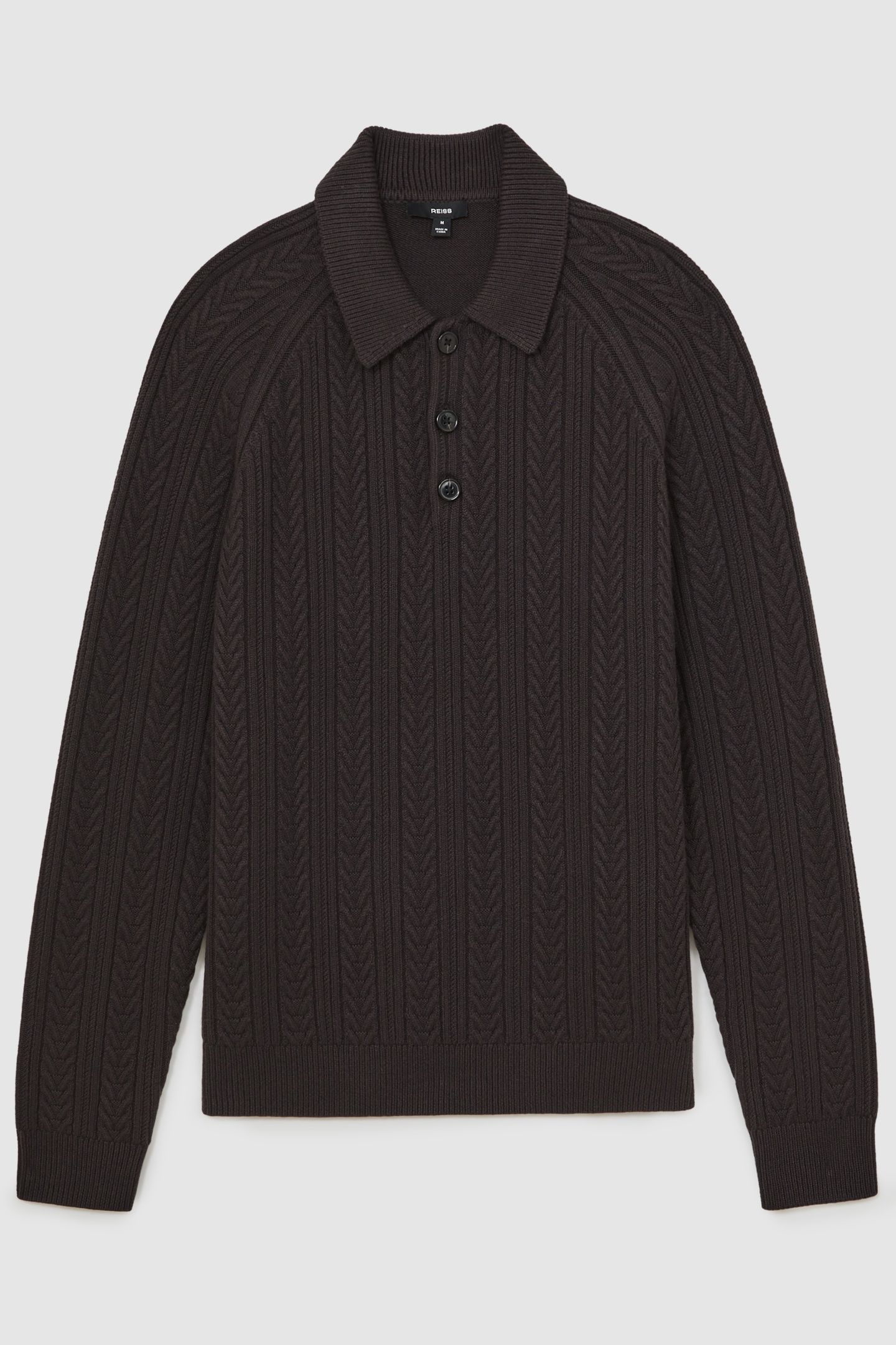 LS HALF BUTTON CABLE JUMPER CHOCOLATE BROWN 4