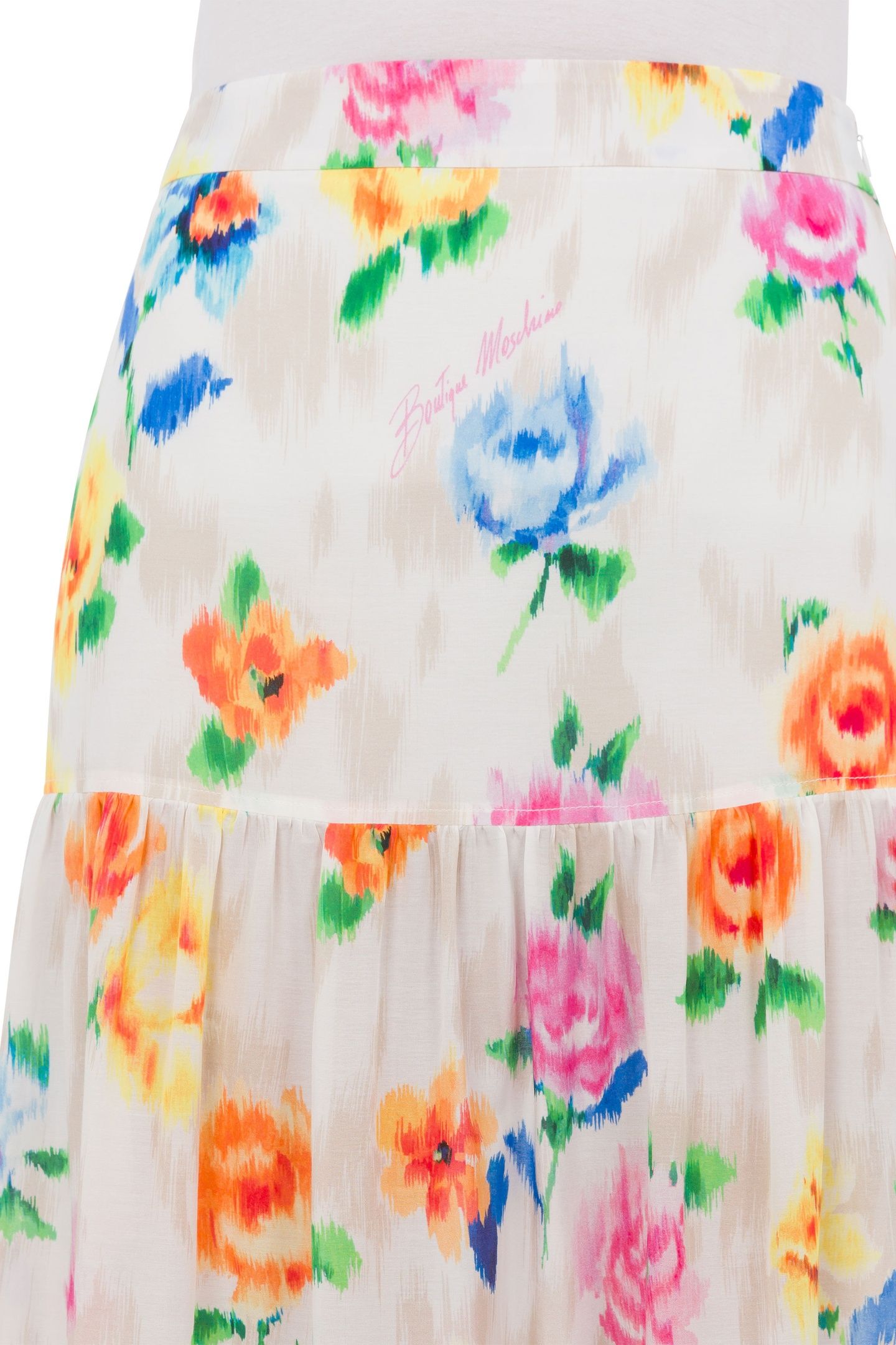 FLOWER CHINÉ SILK AND COTTON VOILE SKIRT WHITE 4