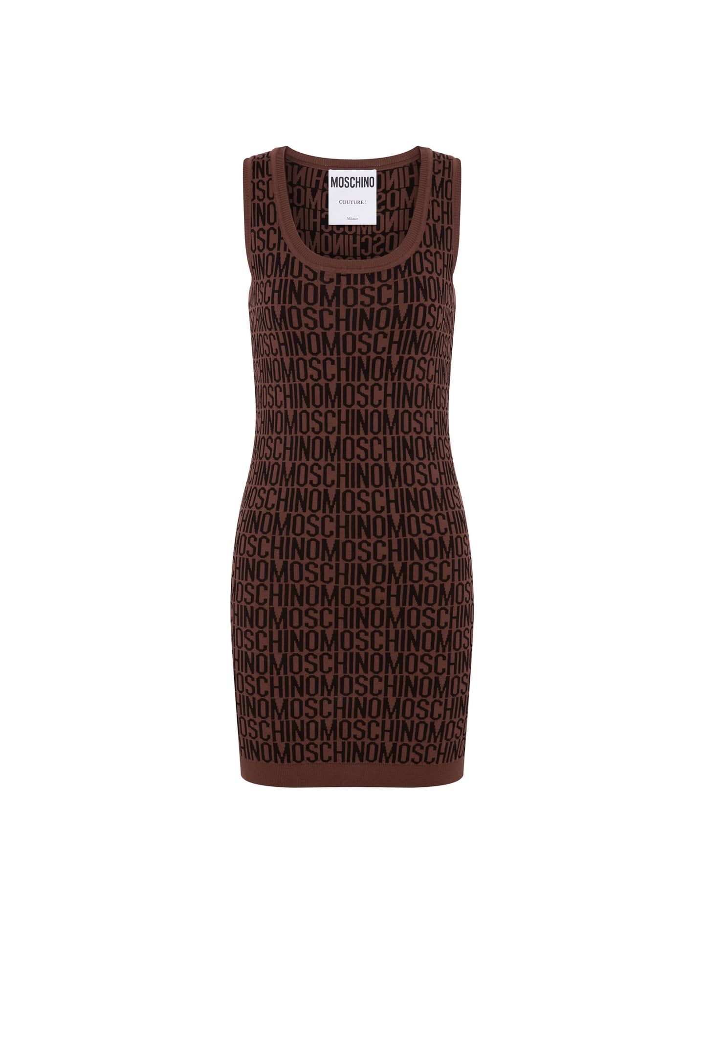 ALLOVER LOGO WOOL DRESS BROWN 3