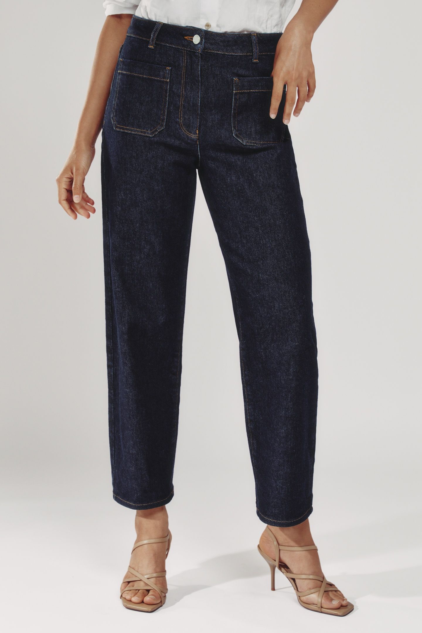 STRAIGHT PATCH POCKET JEAN DARK BLUE 1