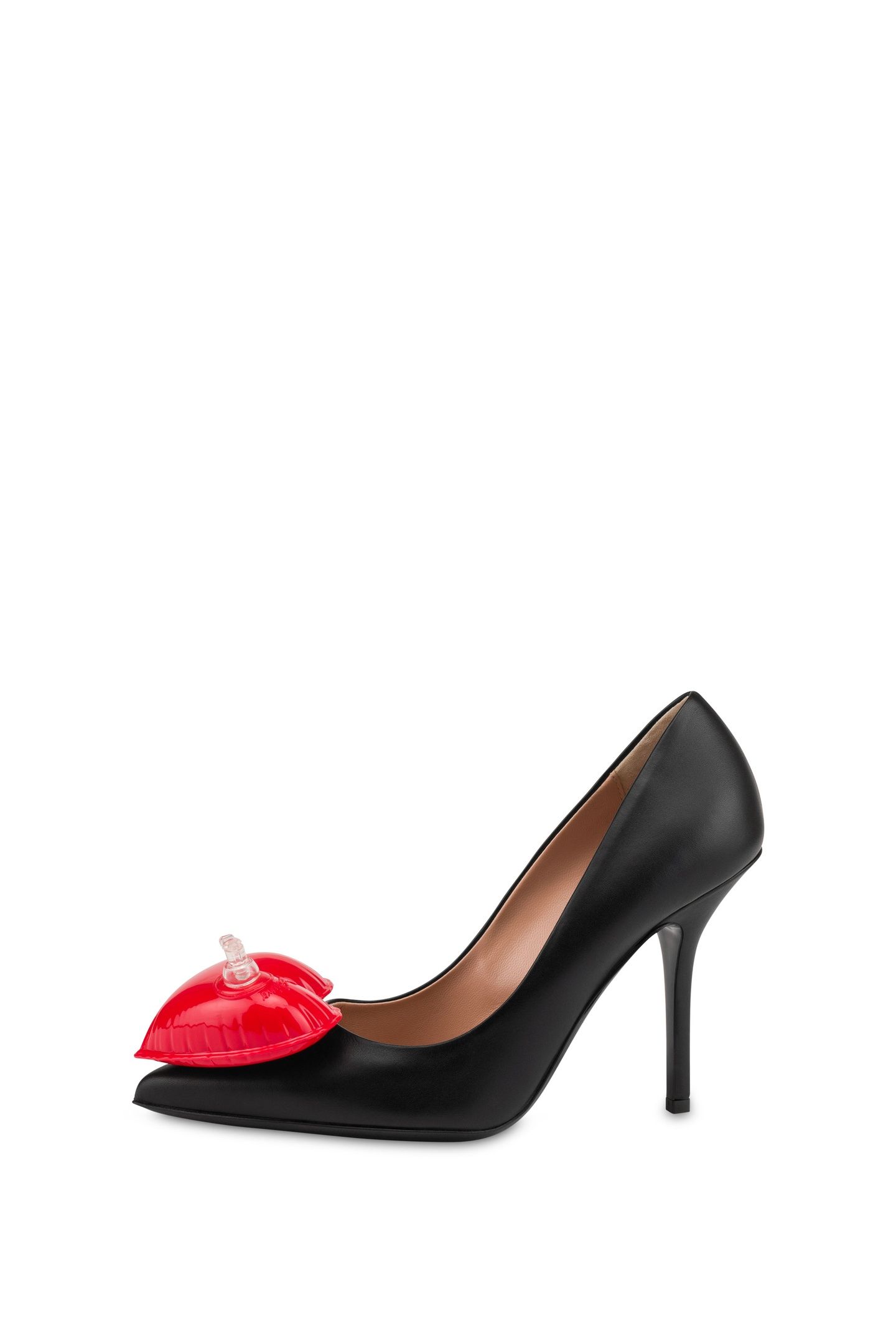 INFLATABLE HEART CALFSKIN PUMPS BLACK 1