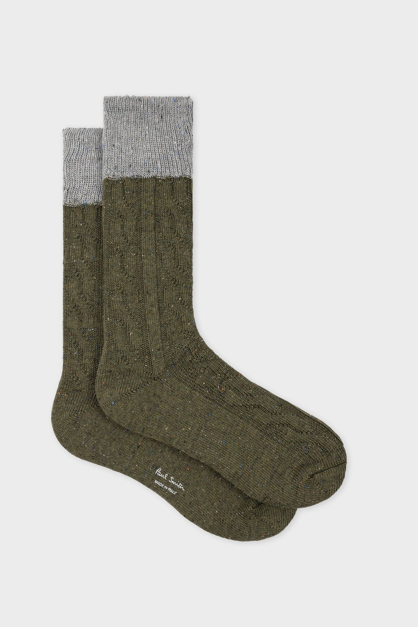 MEN SOCK HENRY NEPS CABLE BOTTLE GREEN 2