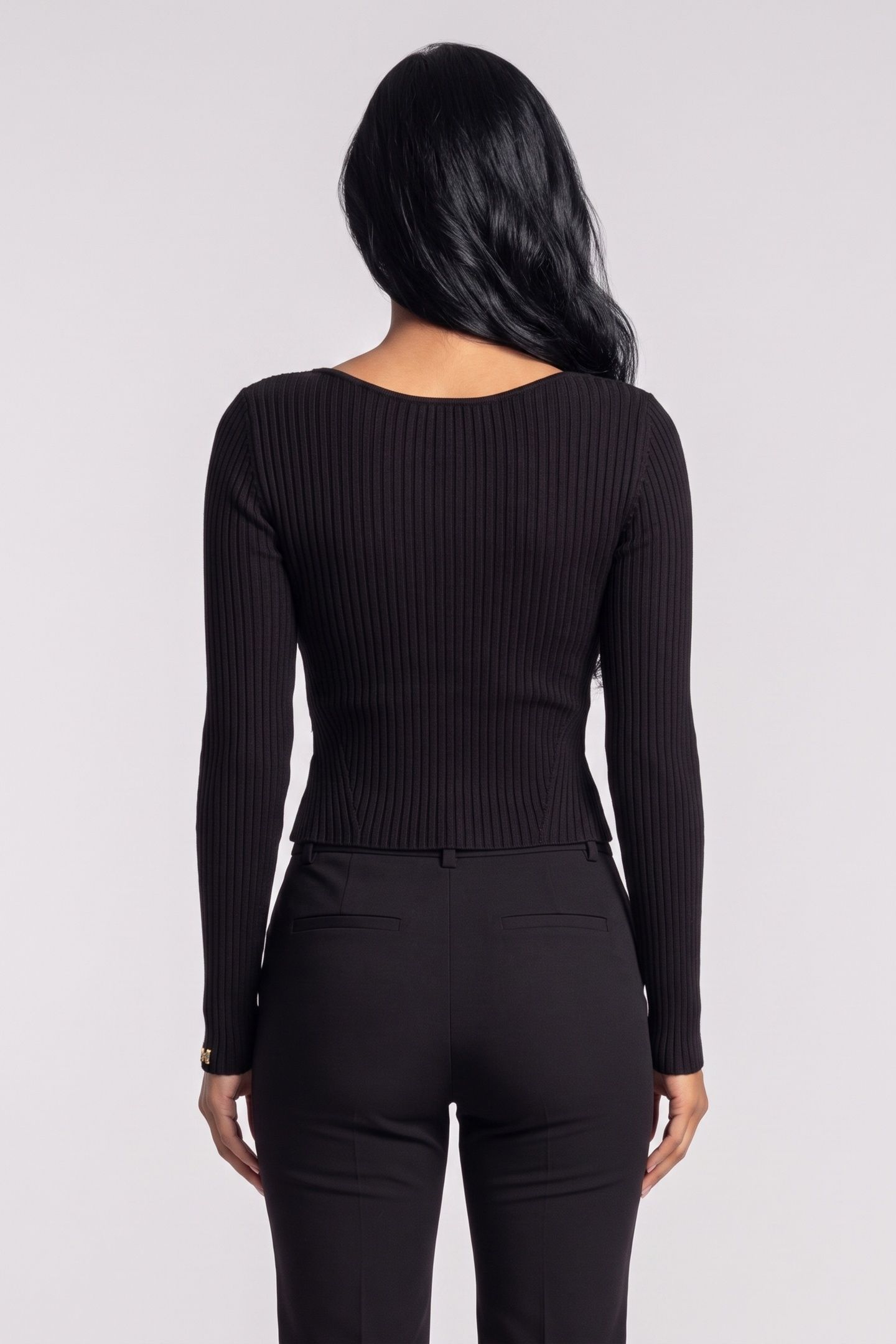 AGATHE RIBBED LS SWT JET BLACK A996 2