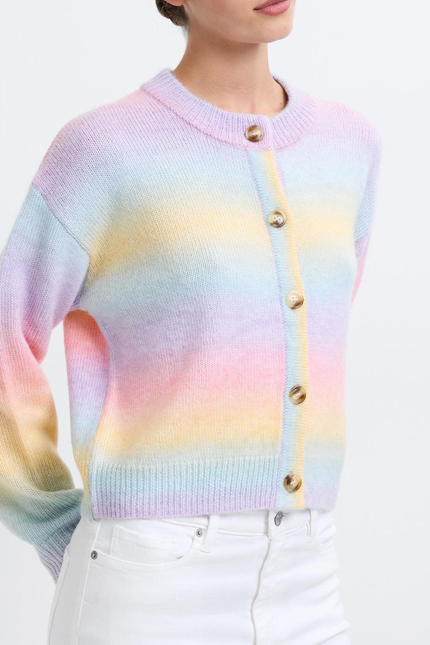 SPACE DYE BUTTON CARDIGAN RAINBOW MULTI 3