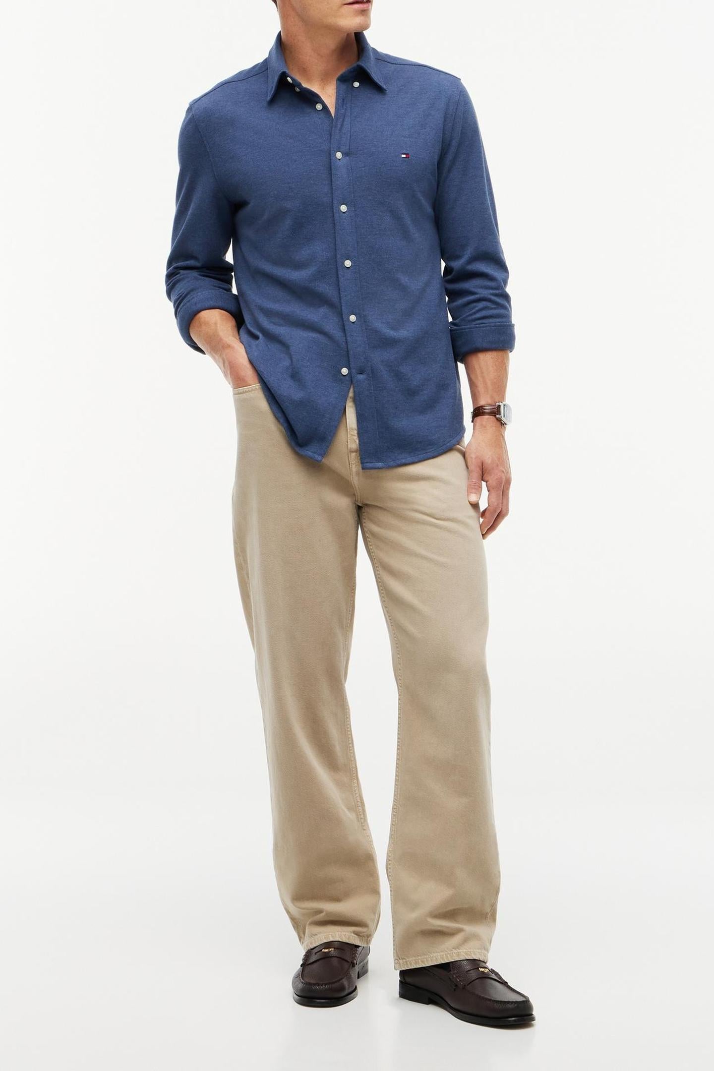 KNIT PIQUE SHIRT DARK BLUE HEATHER 2