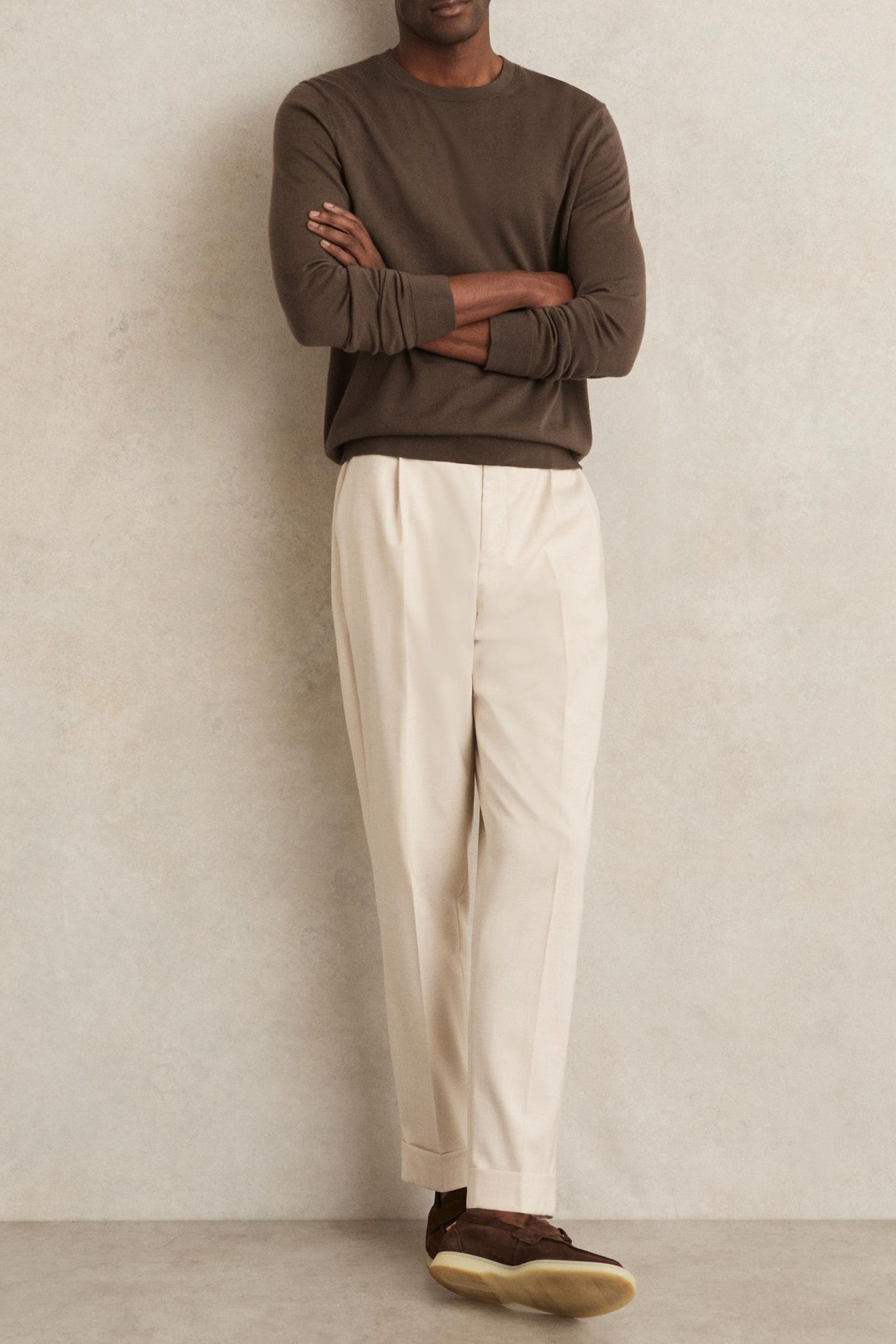 LS CREW MERINO WOOL JUMPER CHOCOLATE BROWN 3