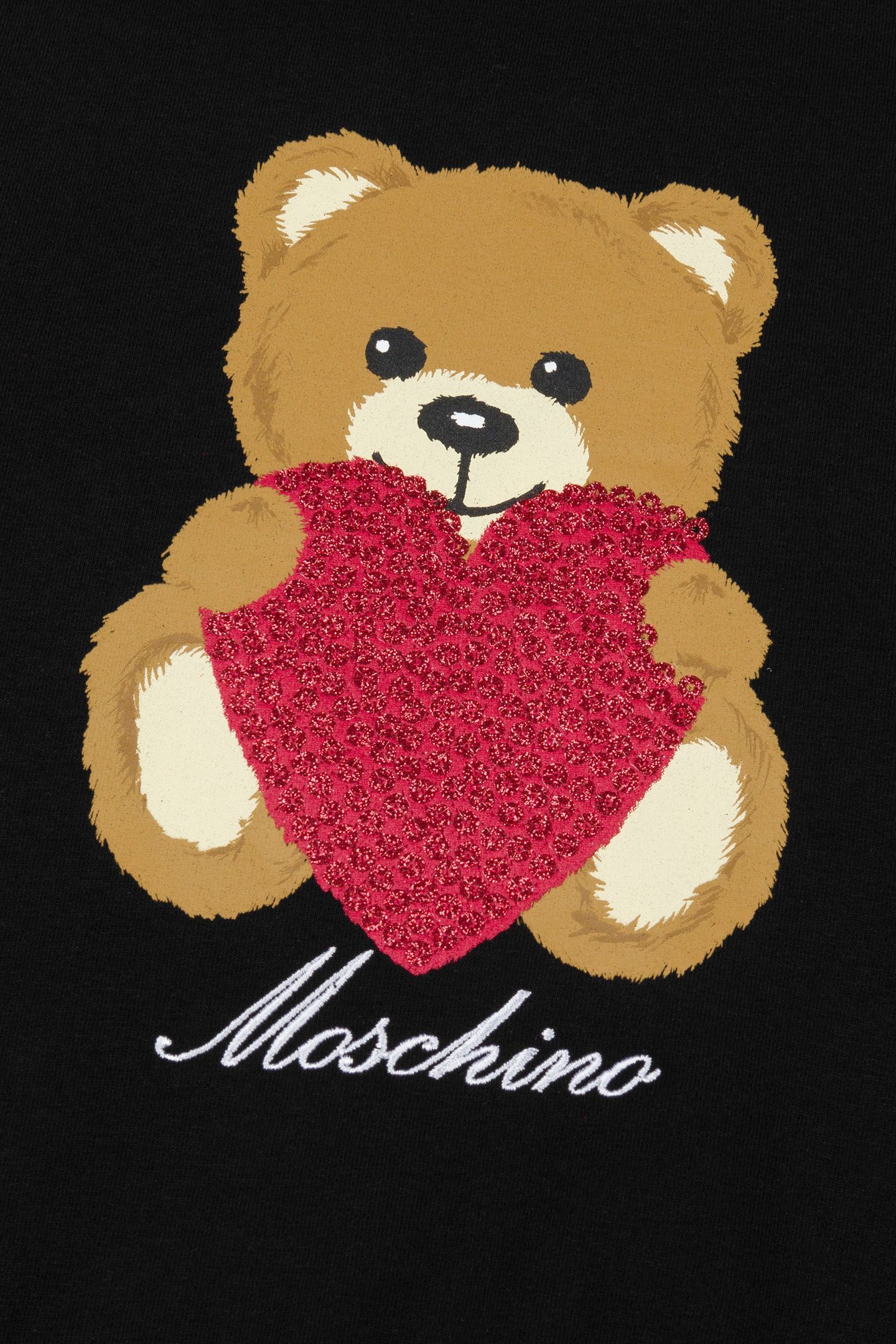 GIRL'S HEART TEDDY BEAR COTTON SWEATSHIRT BLACK 3