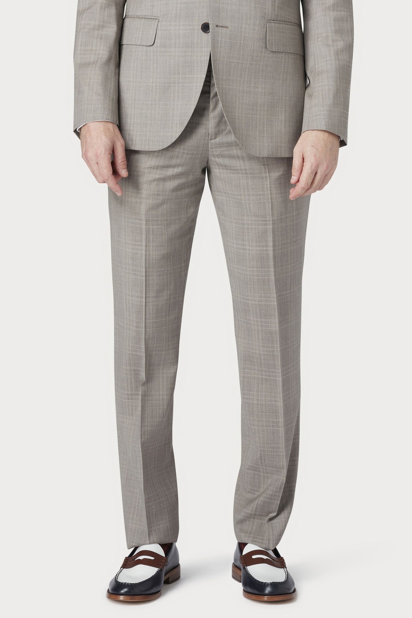 MENS 2 BUTTON SUIT GREY BEIGE 2