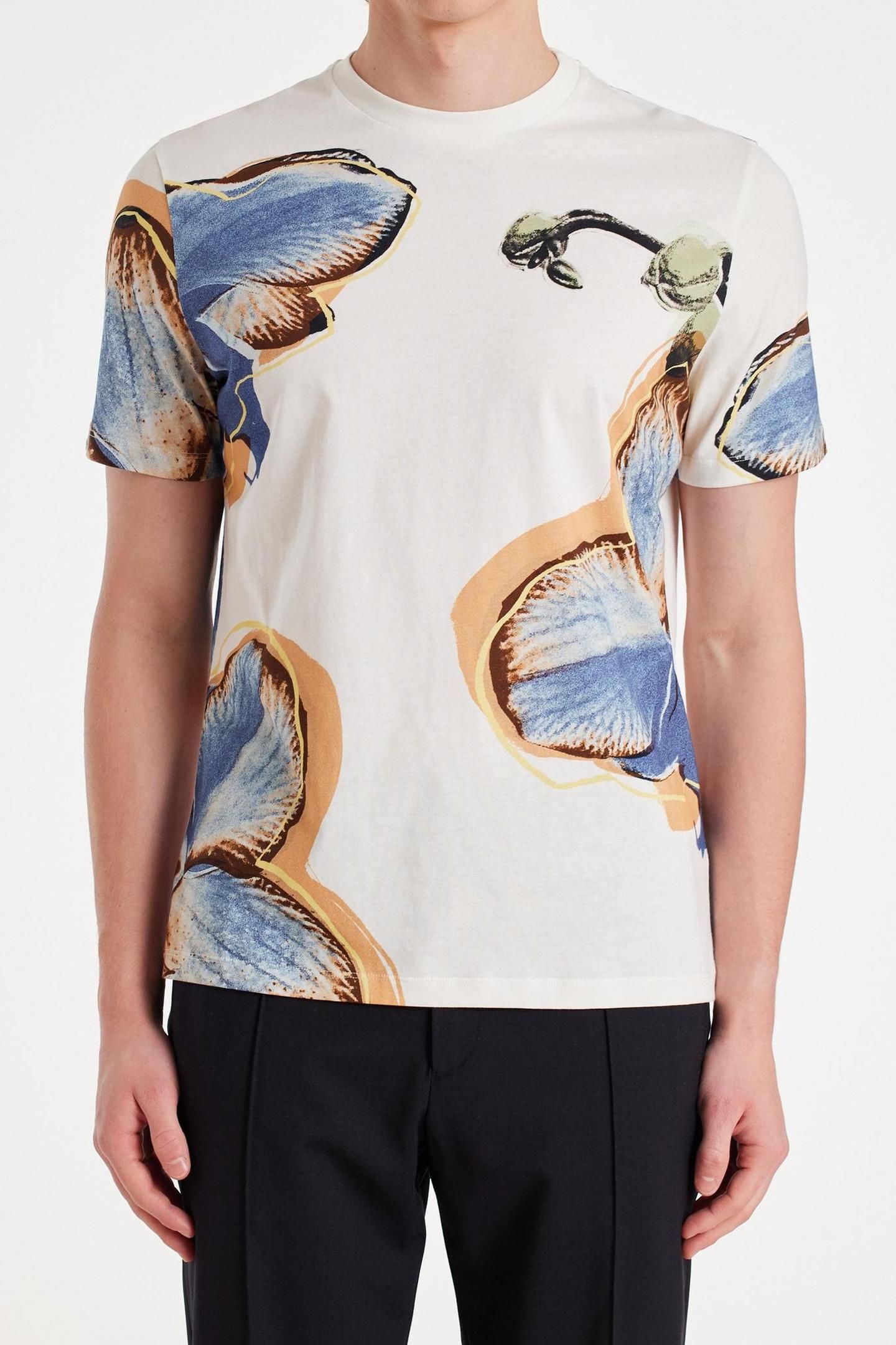 MENS ORCHID PRINT TSHIRT WHITE 1