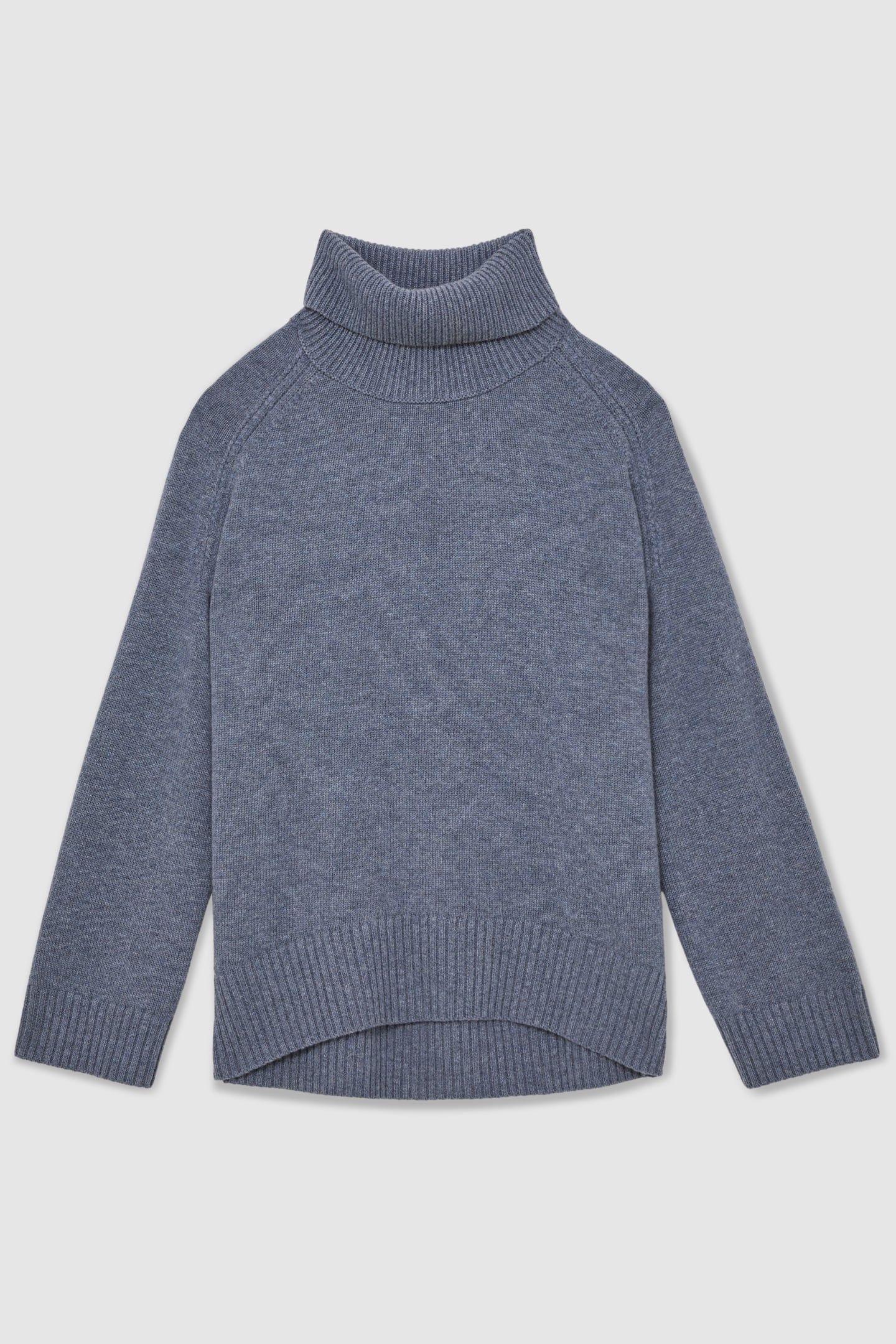 CASHMERE BLEND ROLL NECK BLUE MARL 4