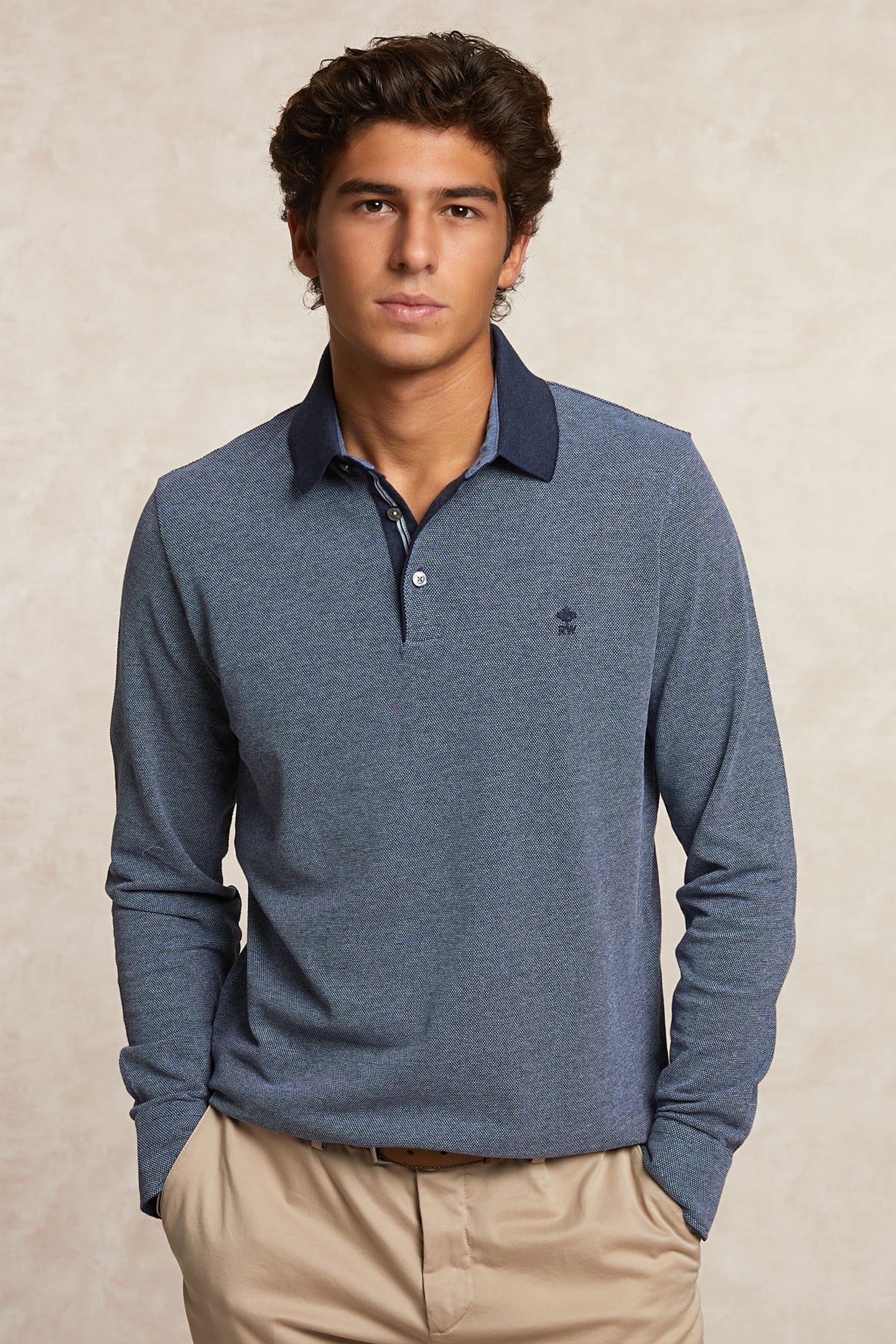 CUSTOM FIT COTTON JACQUARD POLO ADMIRAL/NIGHT SKY BLUE 3