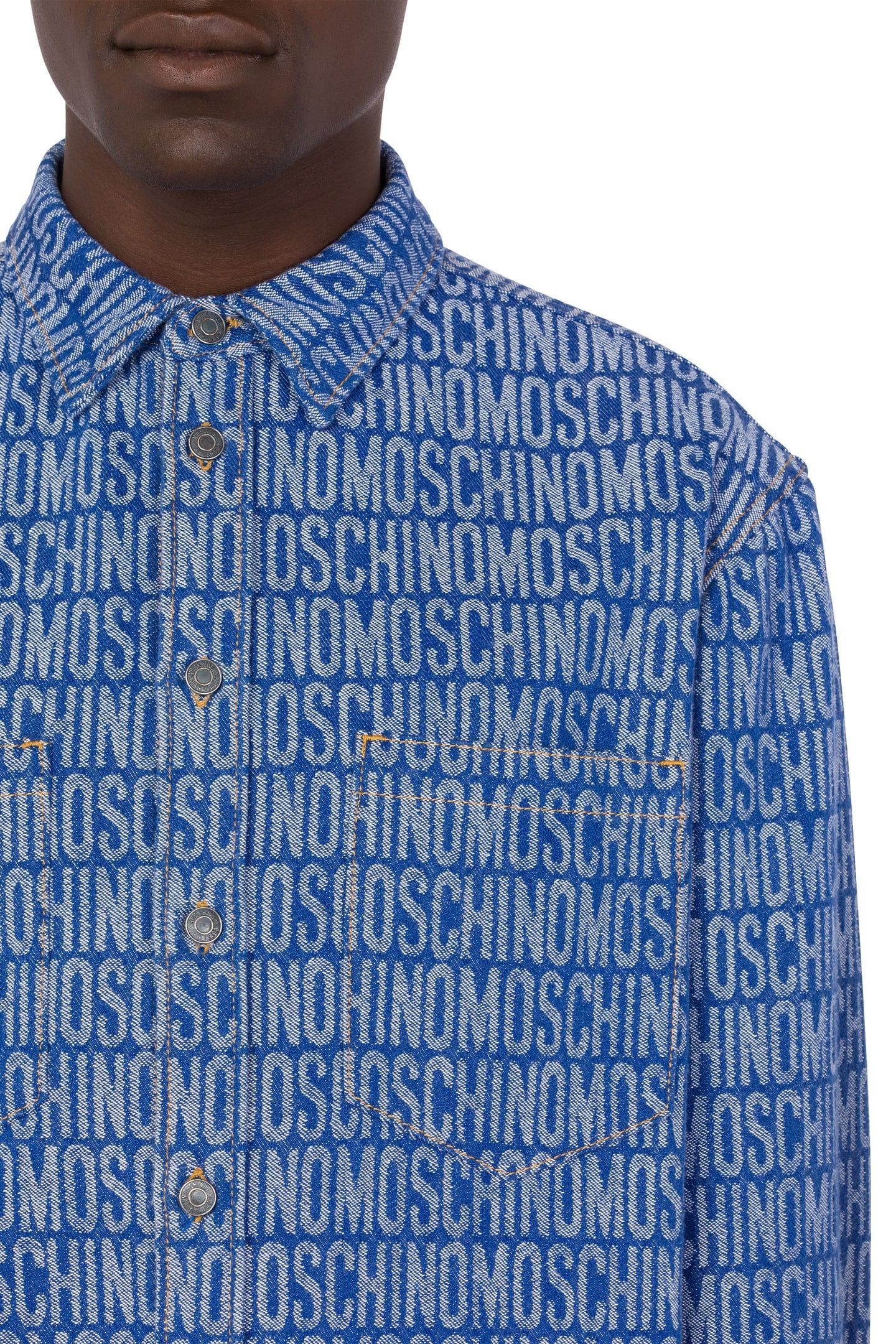 ALLOVER LOGO JACQUARD DENIM SHIRT BLUE 4