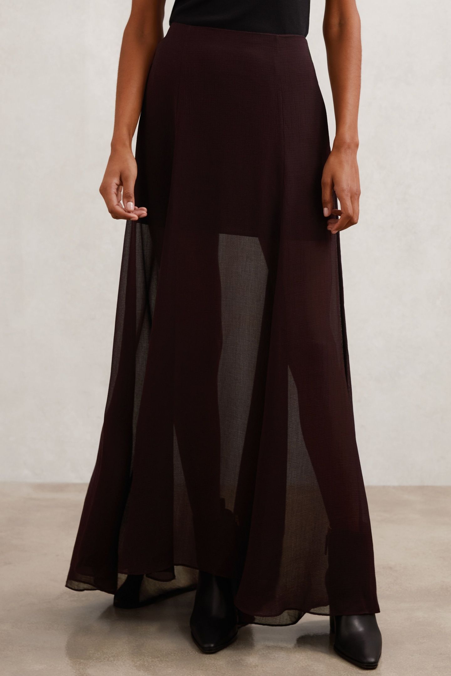 SHEER MAXI SKIRT CHOCOLATE BROWN 1
