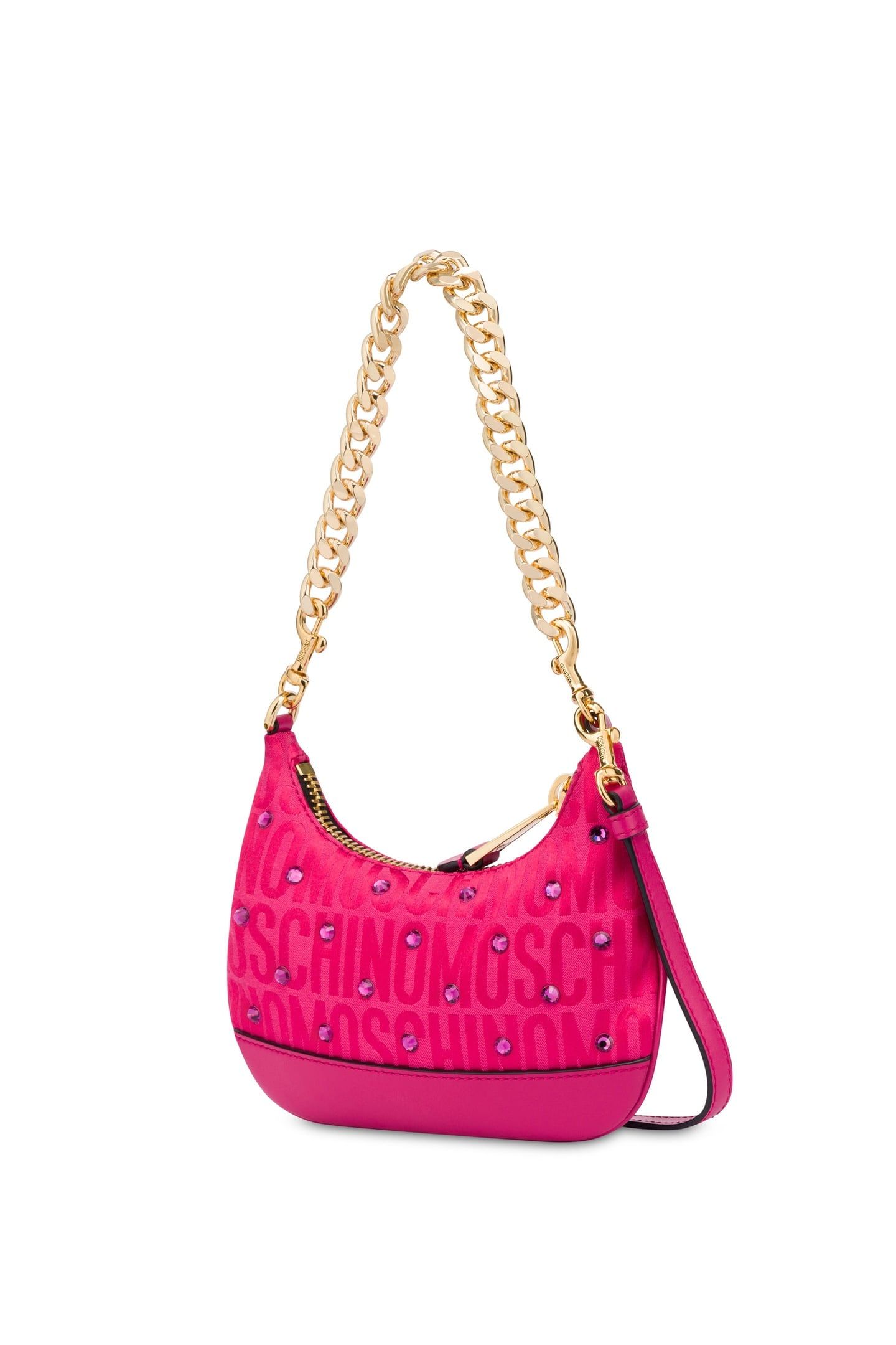 ALLOVER LOGO MINI BAG WITH RHINESTONES PINK 2
