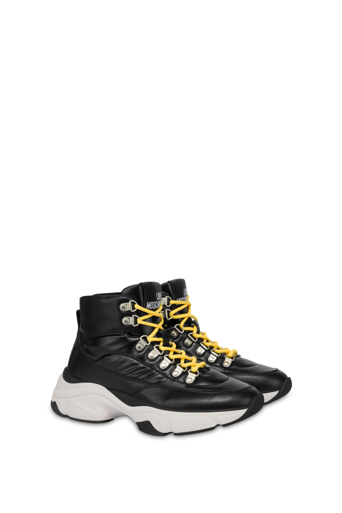 HIGH-TOP SNEAKERS IN CALFSKIN AND NYLON BLACK 2
