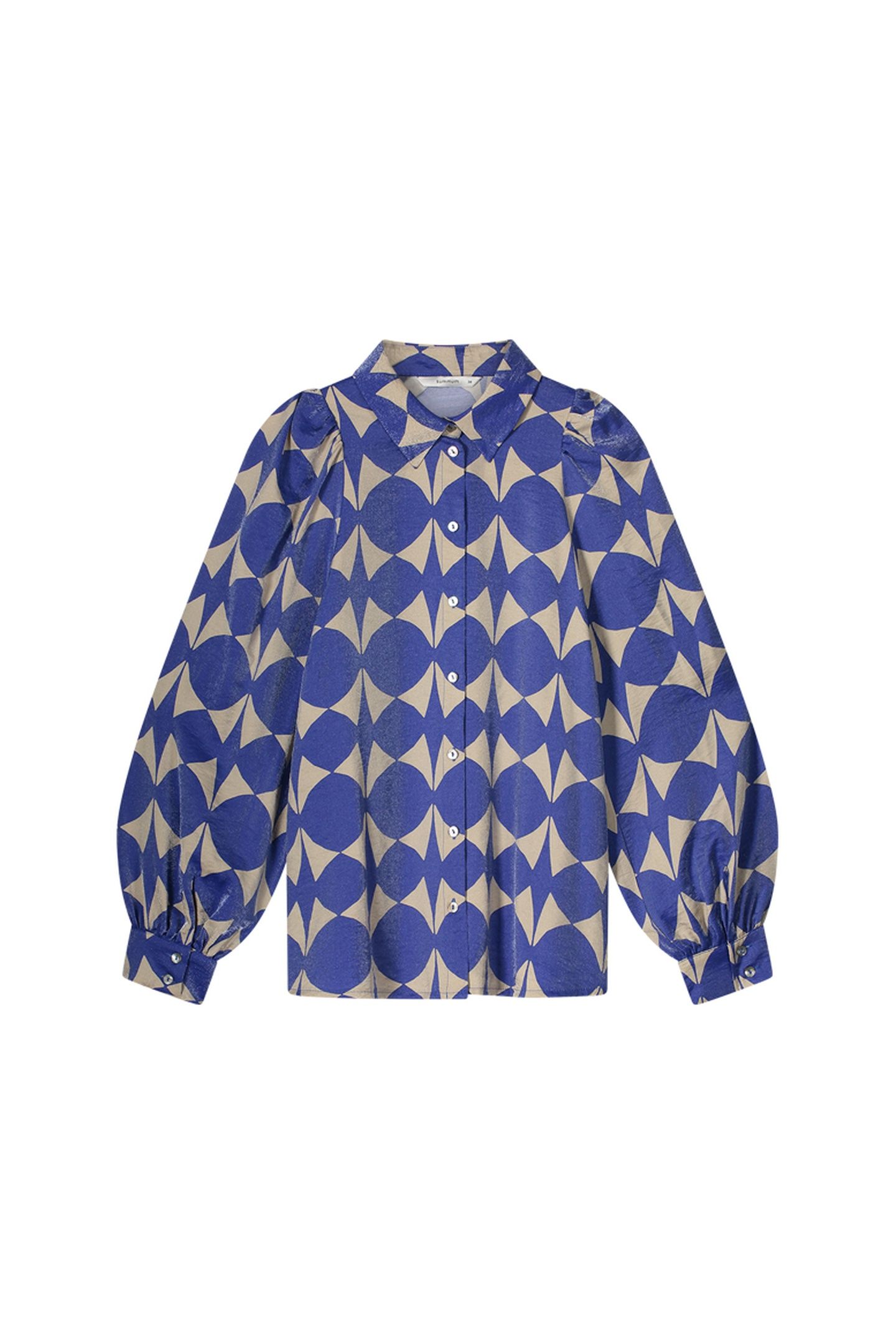 BLOUSE TWO TONE PRINT ROYAL BLUE 3
