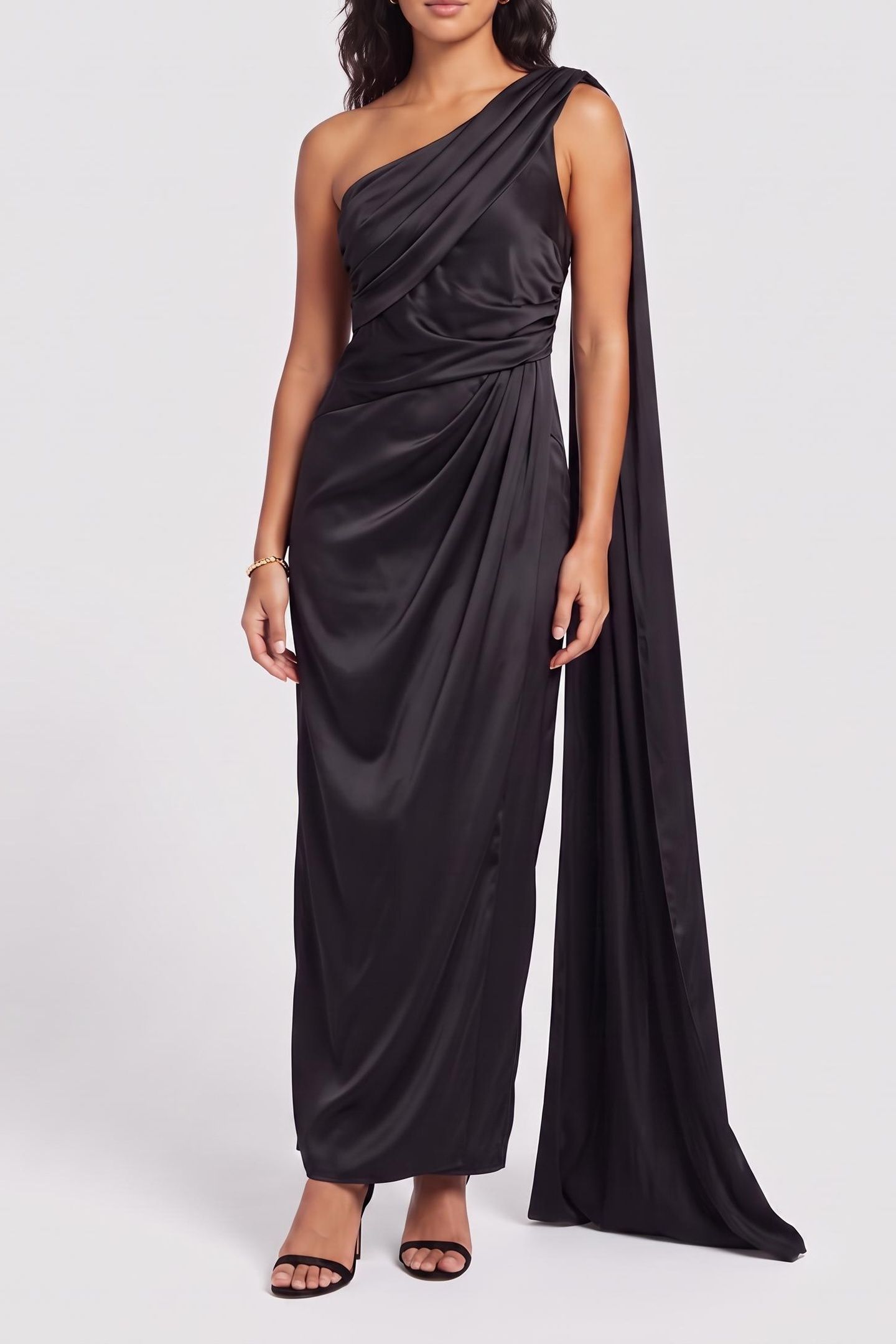 ARETHA DRAPED LONG D JET BLACK A996 1