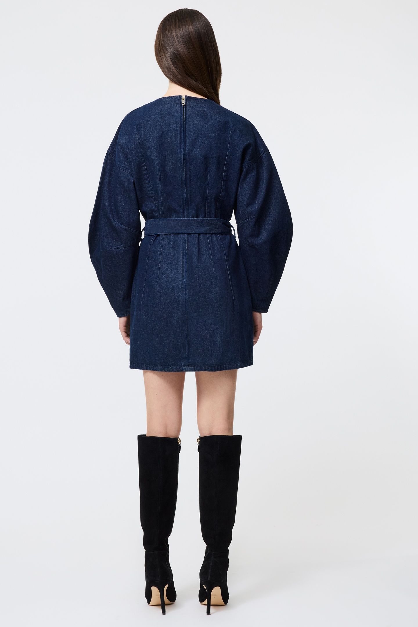 LEIGHTON DENIM BANANA SLV DRES DARK INDIGO 3