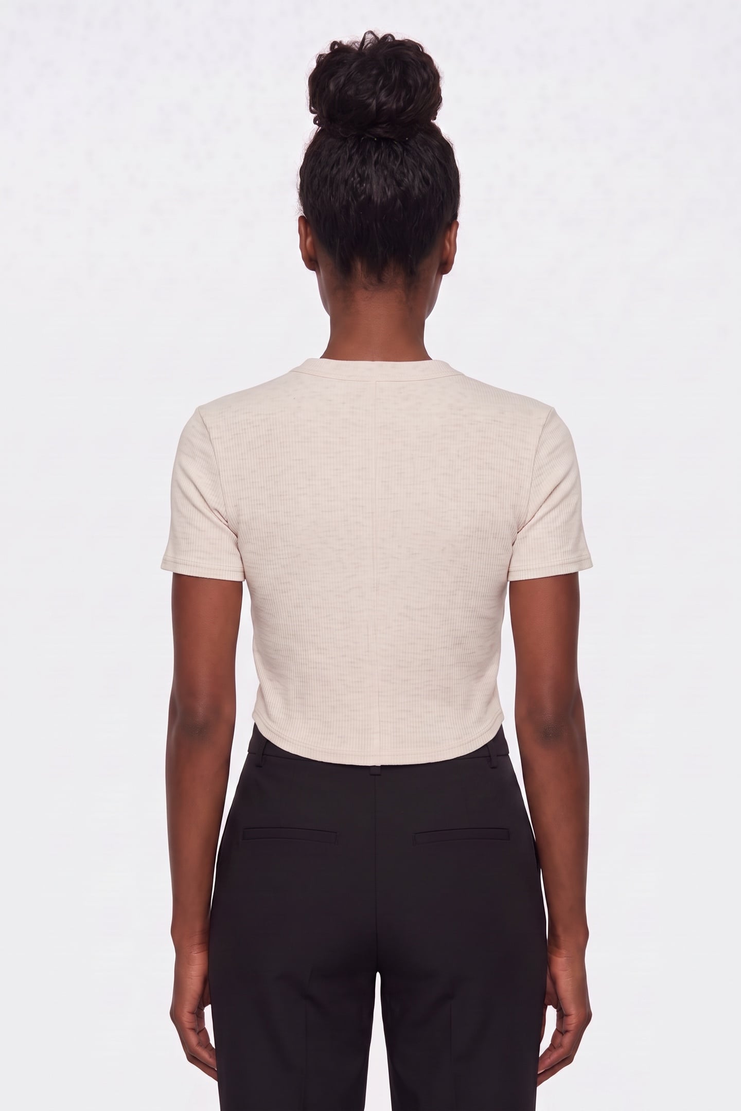 SEAMED RIB BABY TEE BONE HEATHER 2