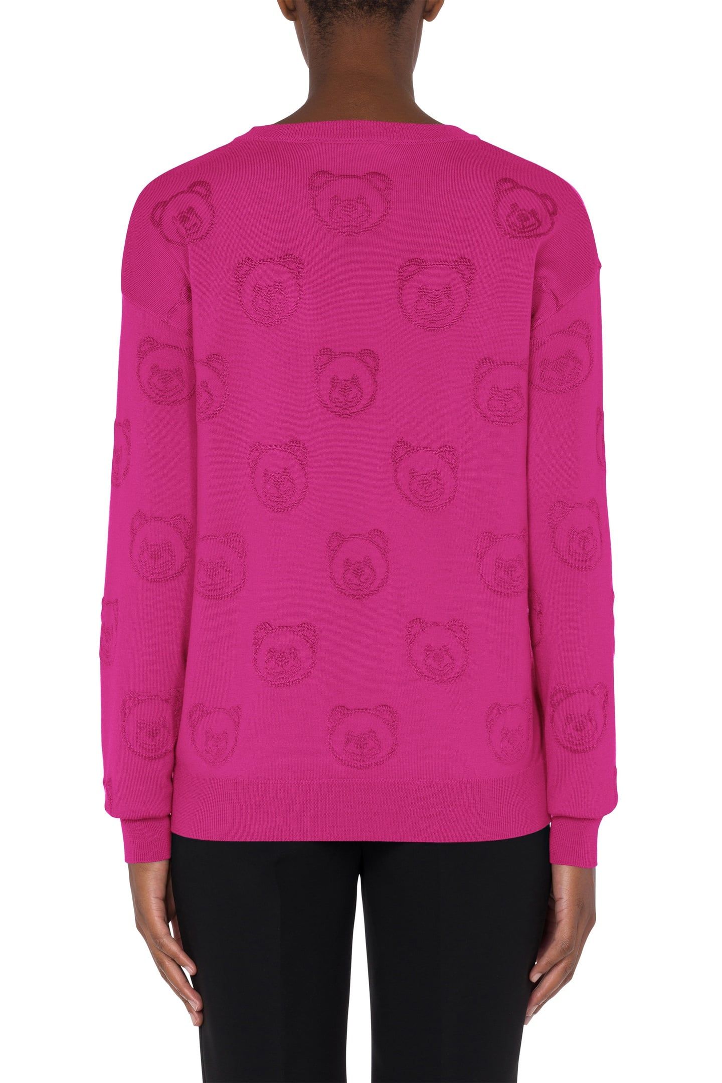ALLOVER TEDDY BEAR WOOL PULLOVER PURPLE 2
