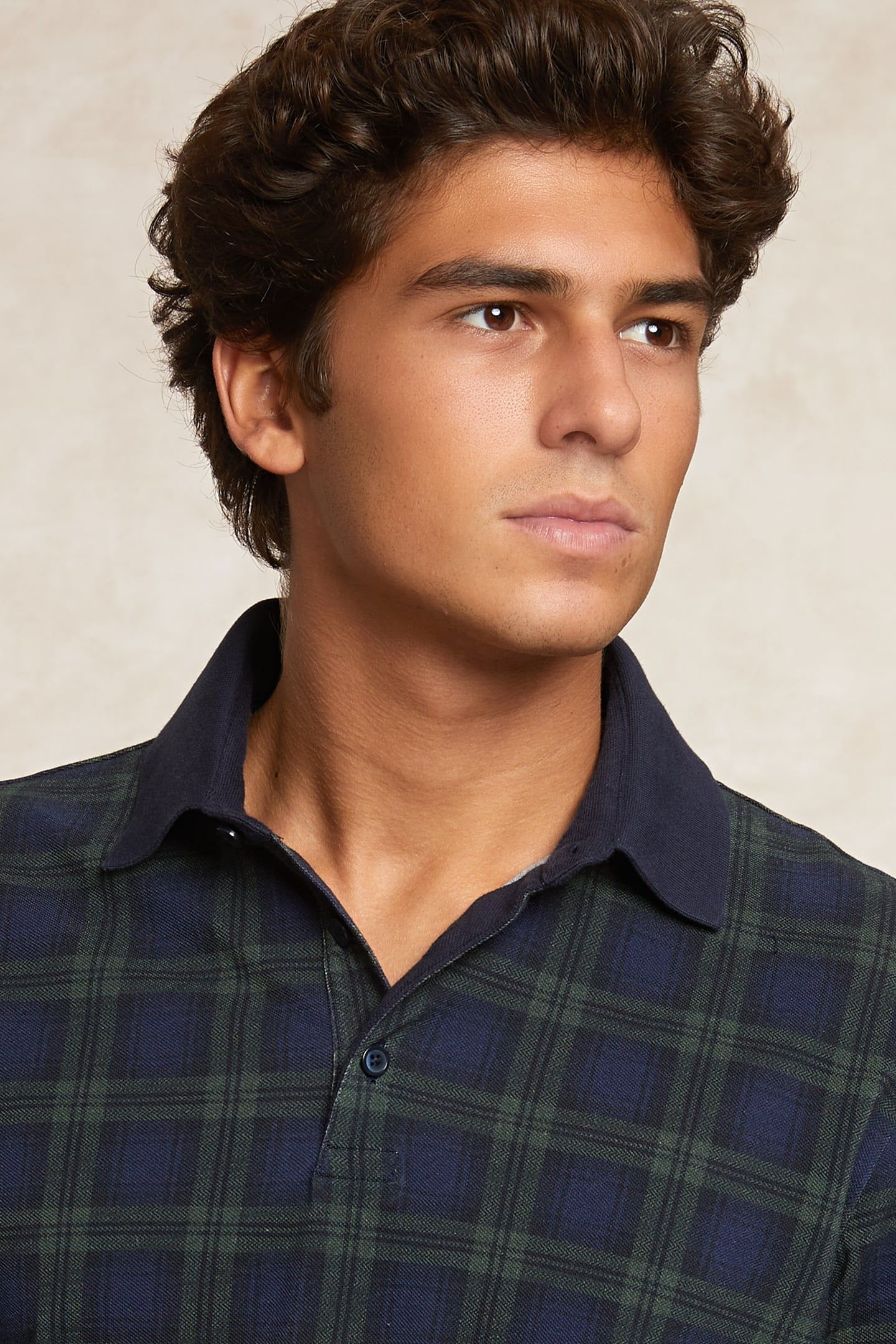 CUSTOM FIT COTTON CHECKED POLO ADMIRAL /BOTTLE BLUE 4