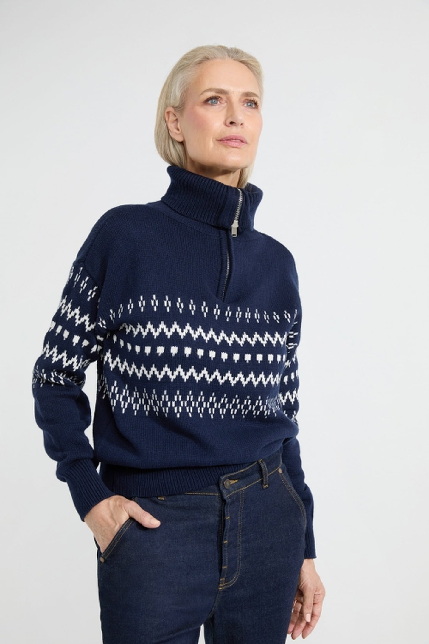 ALANA SWEATER NAVY PRINT 2