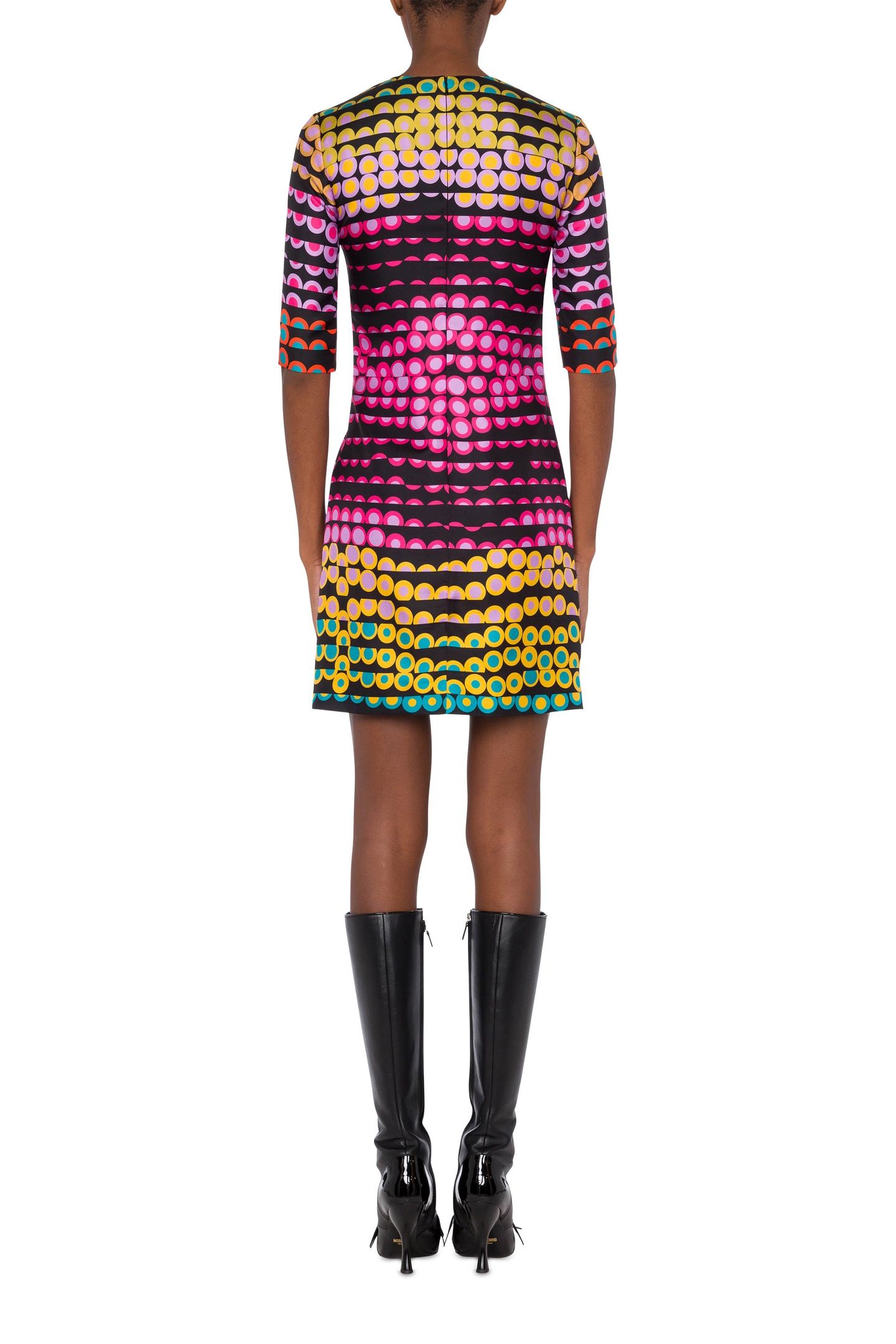EMBROIDERED POLKA DOTS SILK TWILL DRESS BLACK 2