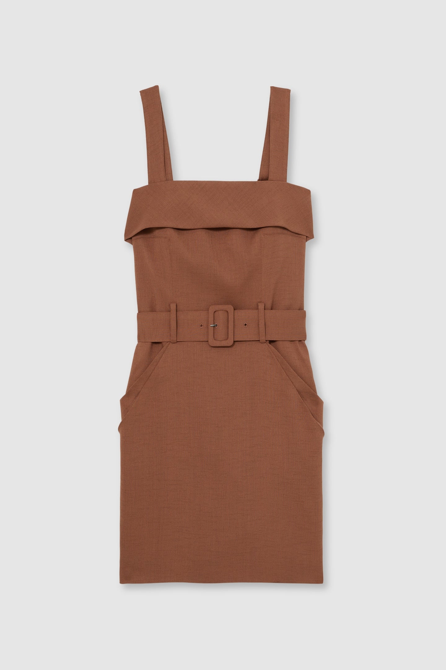 BELTED MINI DRESS BROWN 3