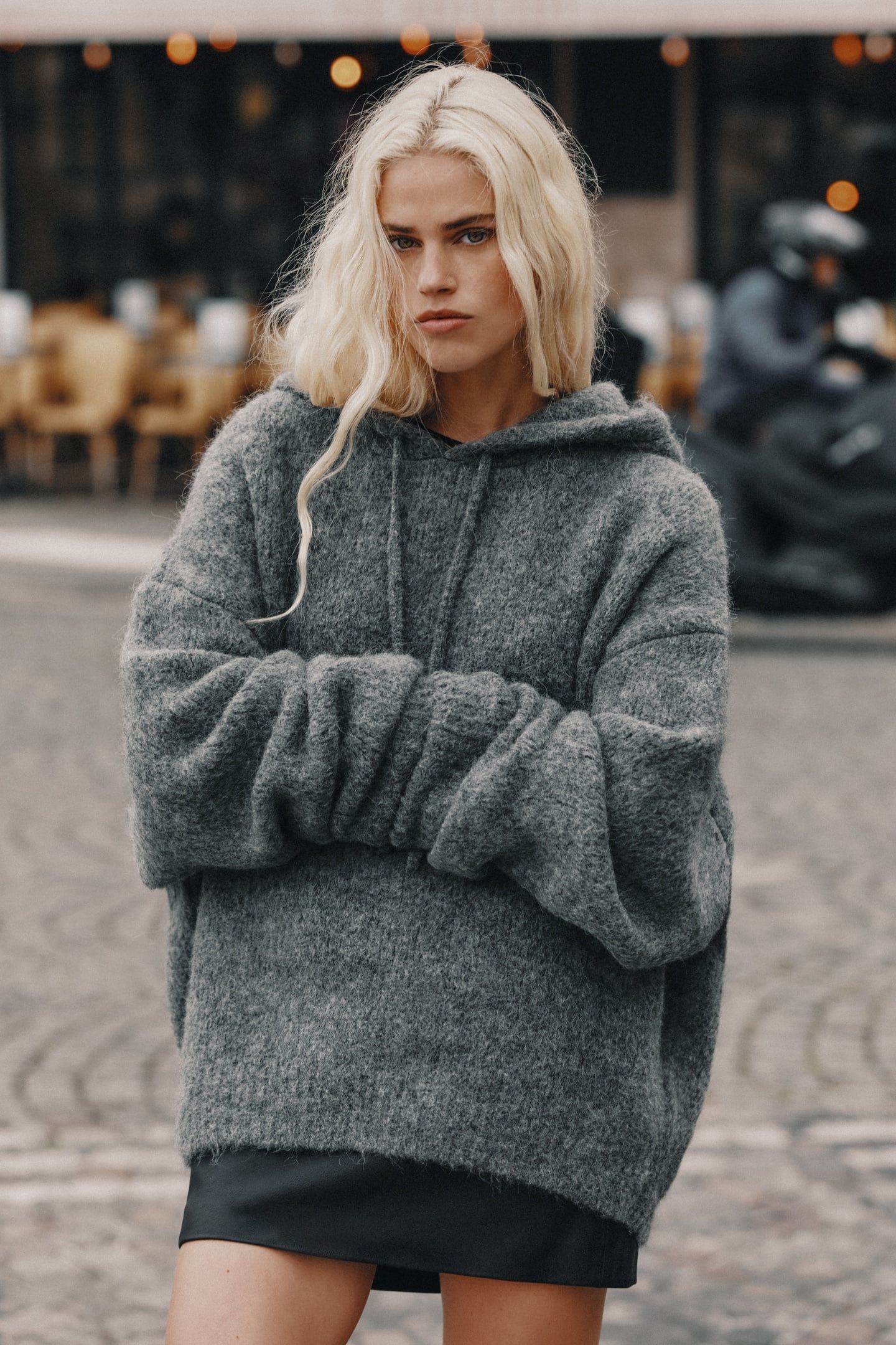 THE GREY FLUFFY ALPACA HOODIE GREY 1