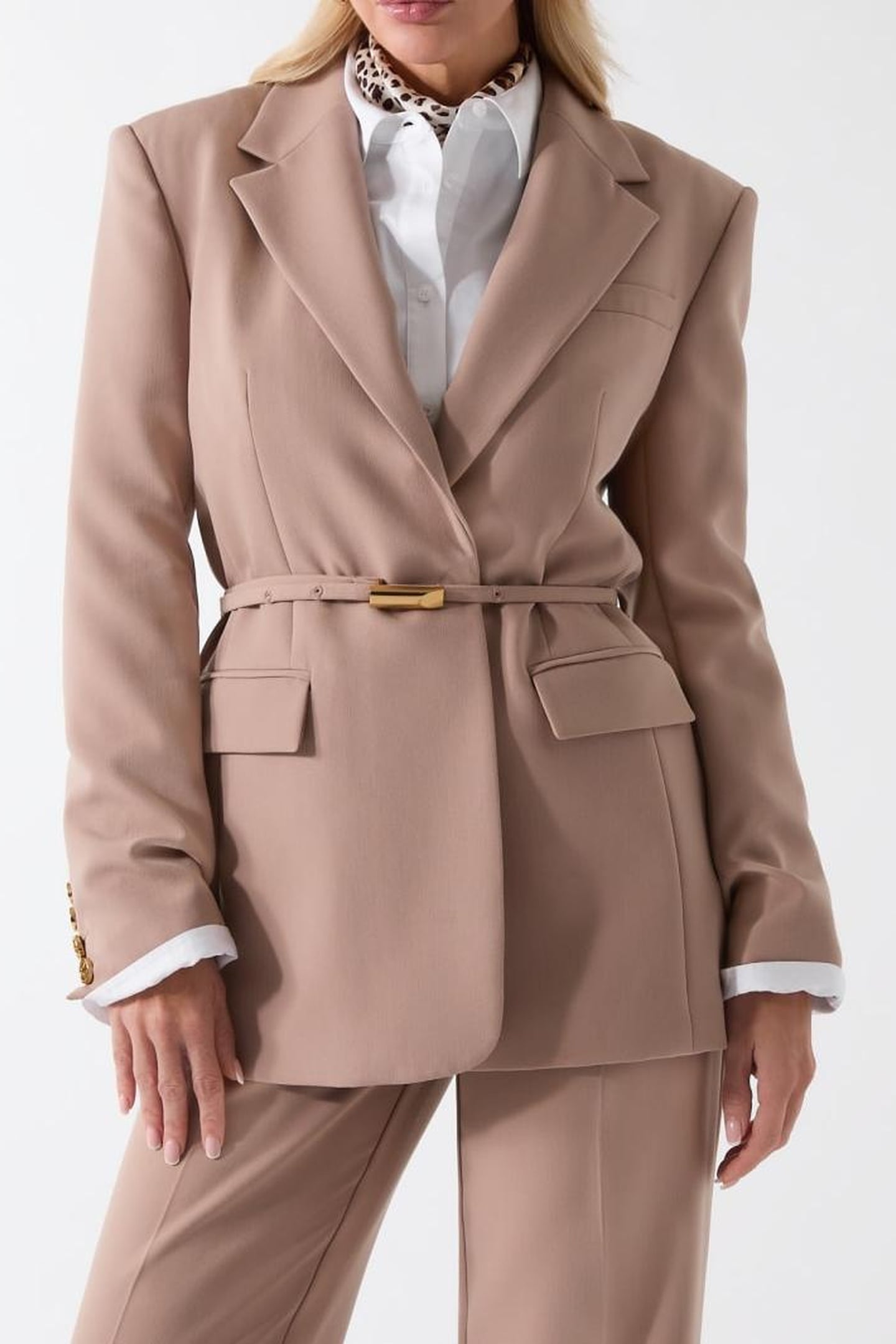 DALIA SNGL BRST BELT SILK TAUPE 1