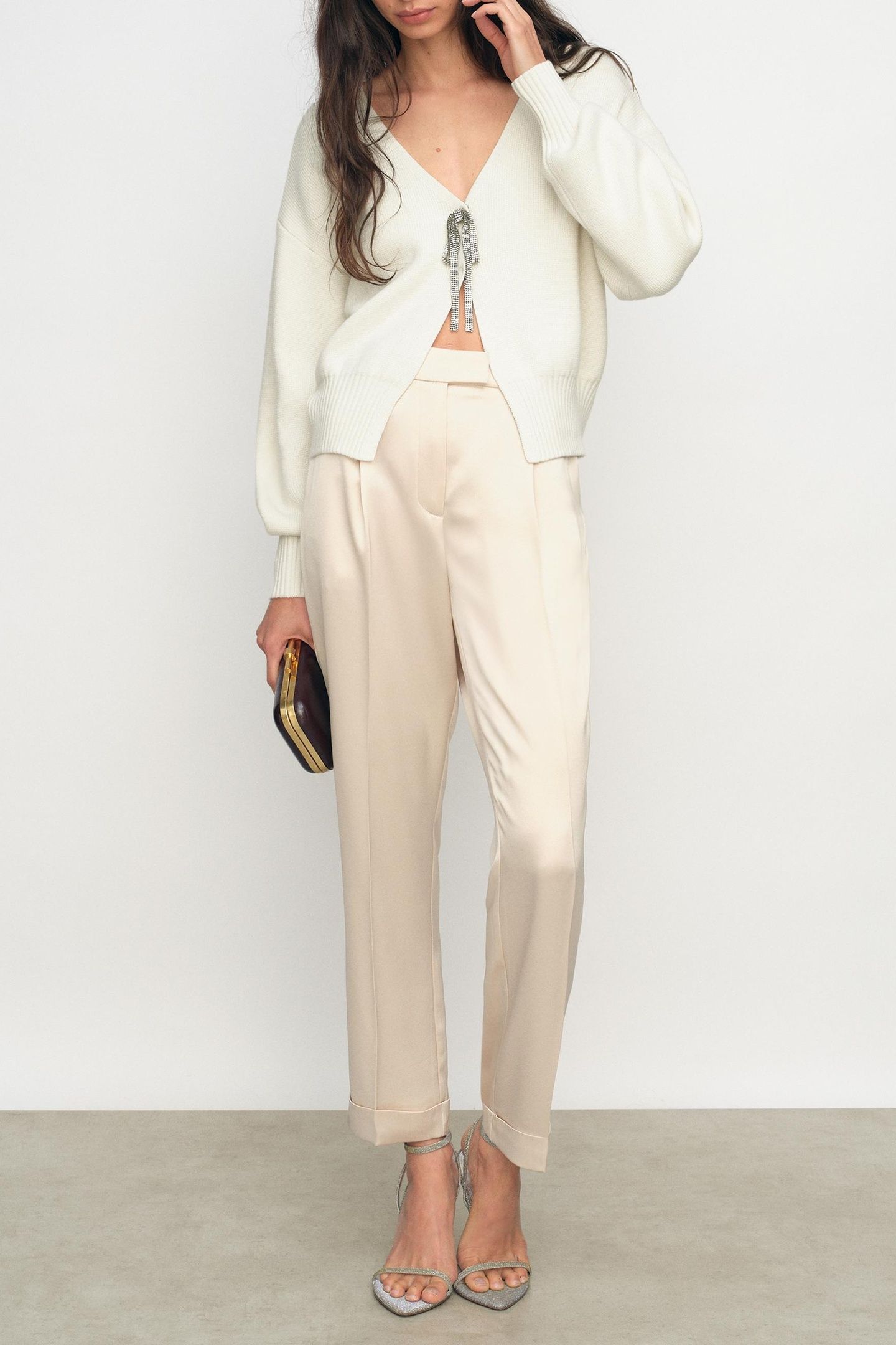 BOW CARDIGAN CREAM 1