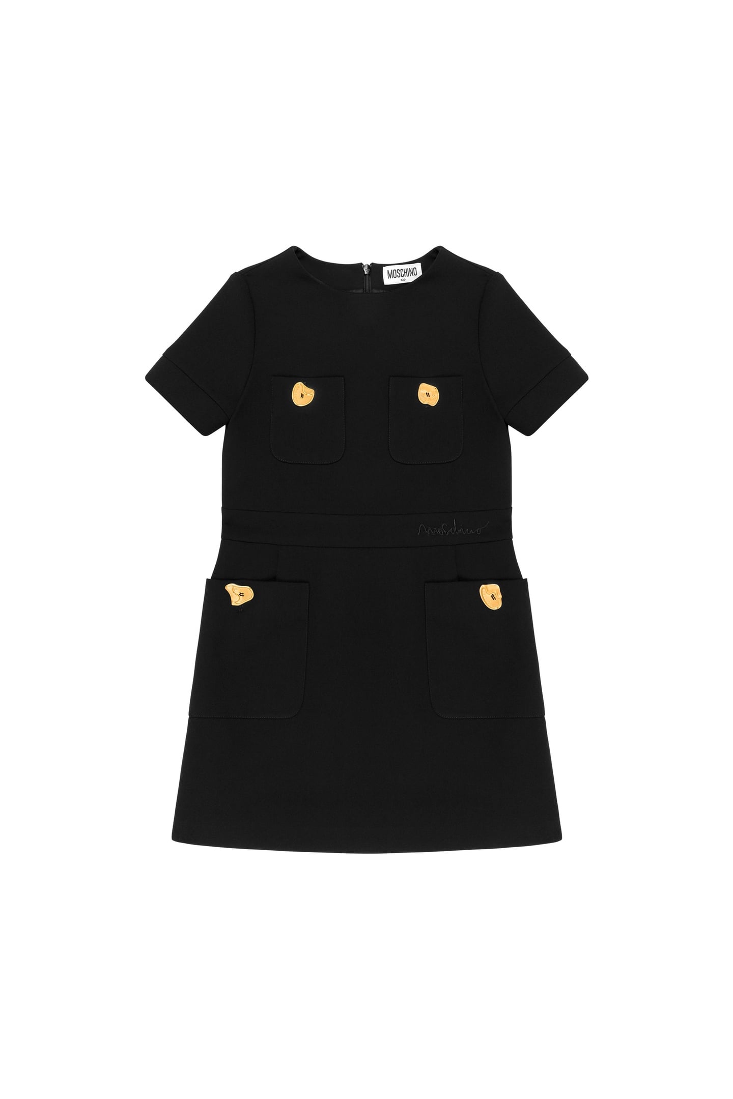 GIRL'S CREPE DRESS MORPHED BUTTONS BLACK 1