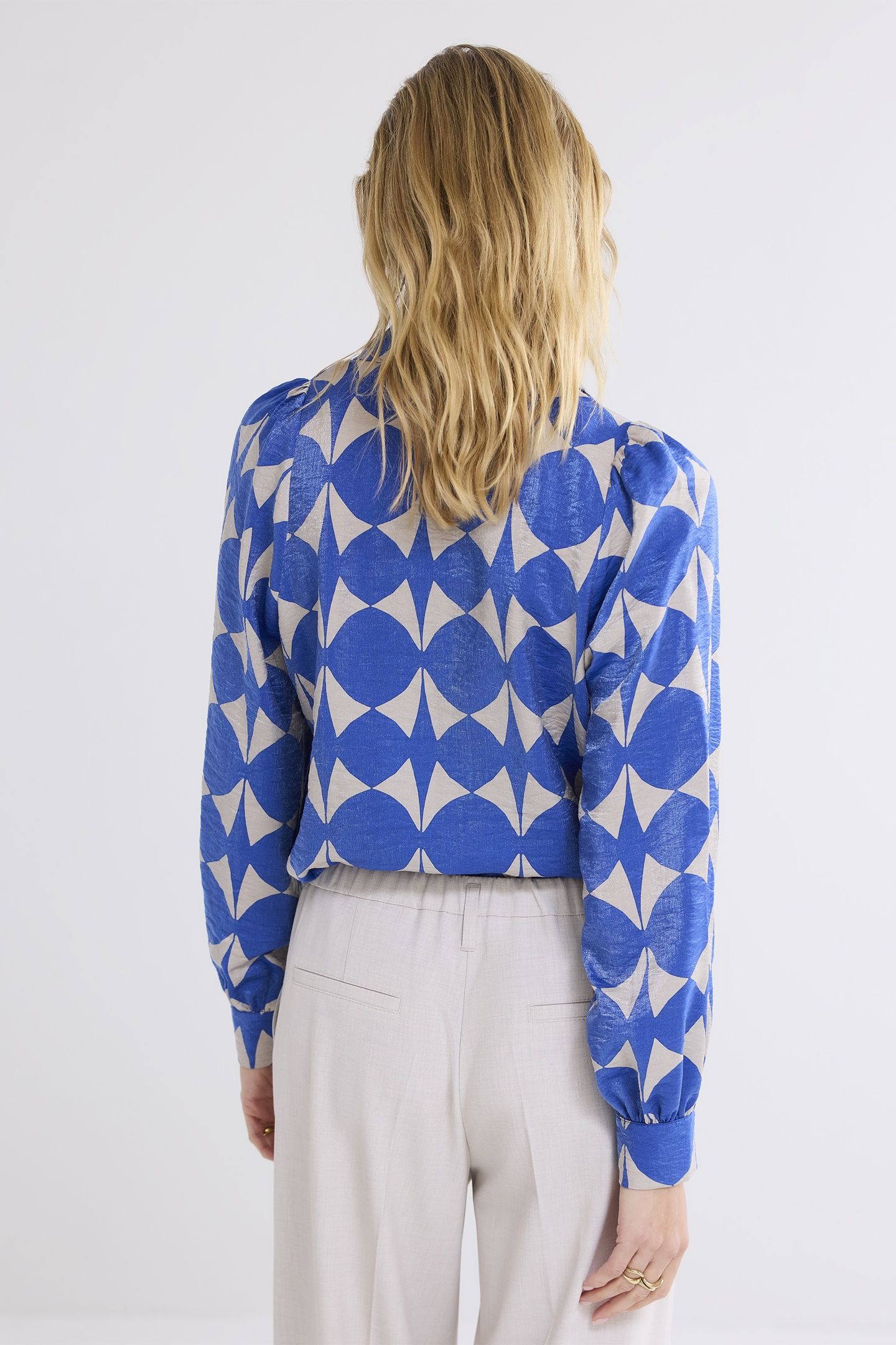 BLOUSE TWO TONE PRINT ROYAL BLUE 2