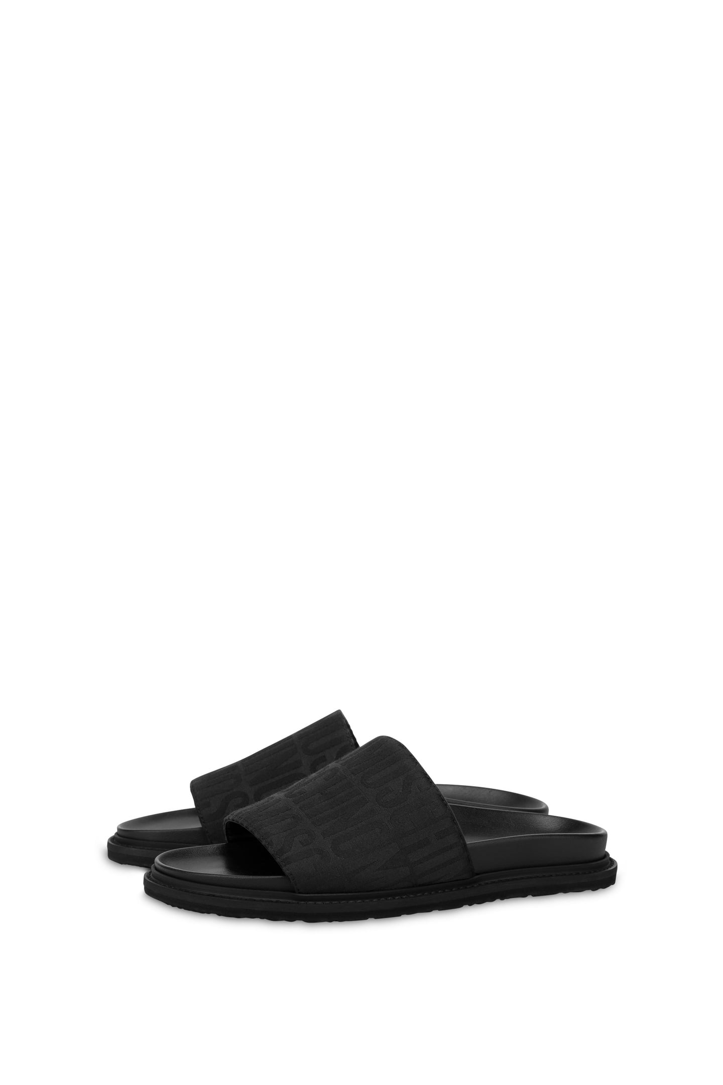 ALLOVER LOGO NYLON SLIDE SANDALS BLACK 2