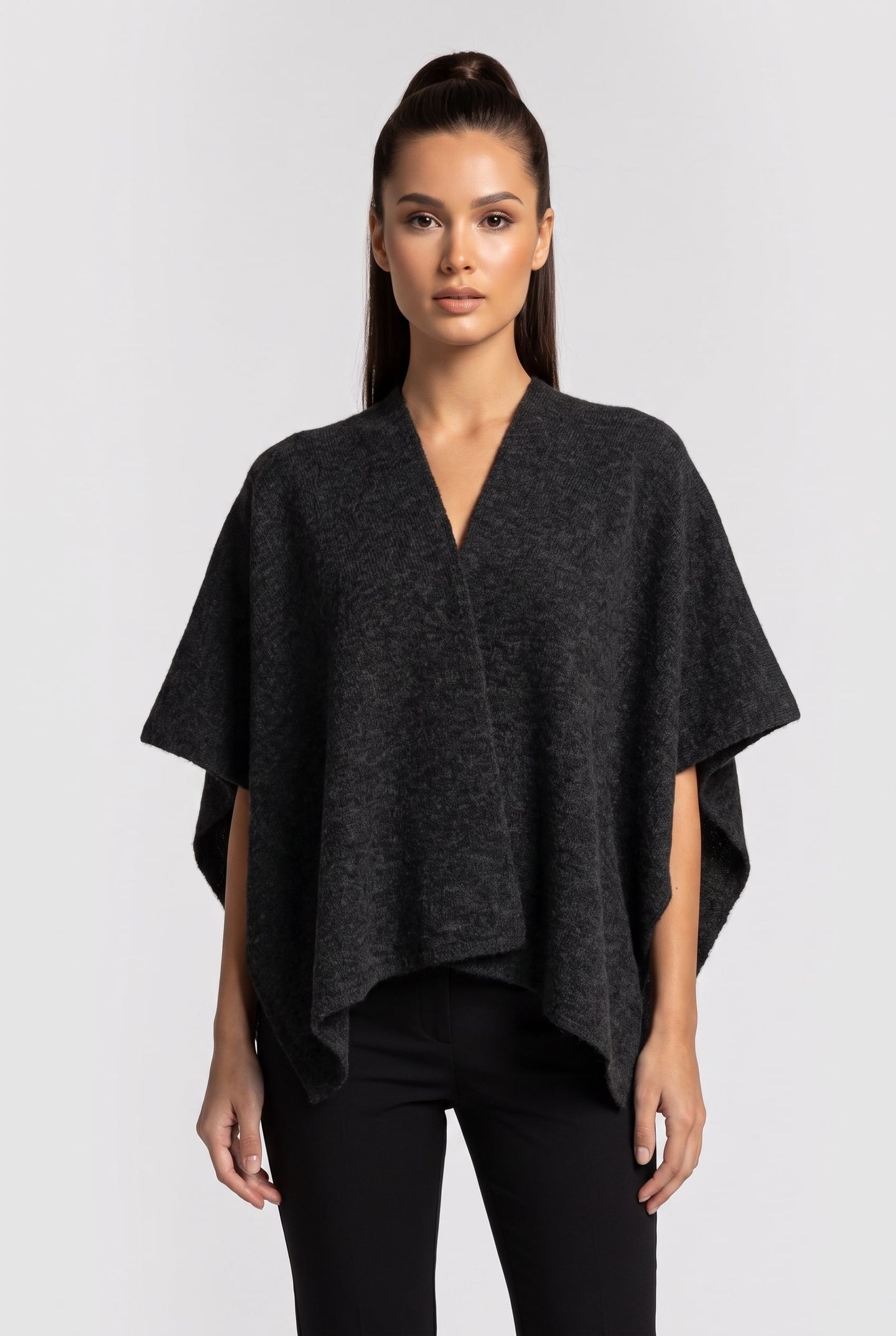 CLOVER ALPACA SHAWL GREY 1