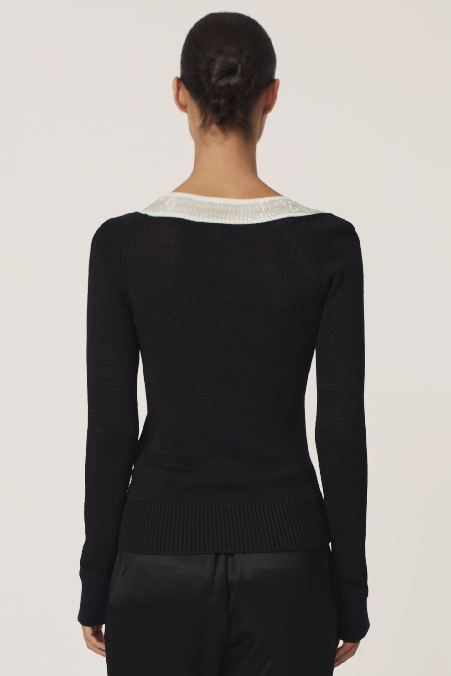 ASYMMETRIC BEADED JUMPER BLACK/WHITE 2
