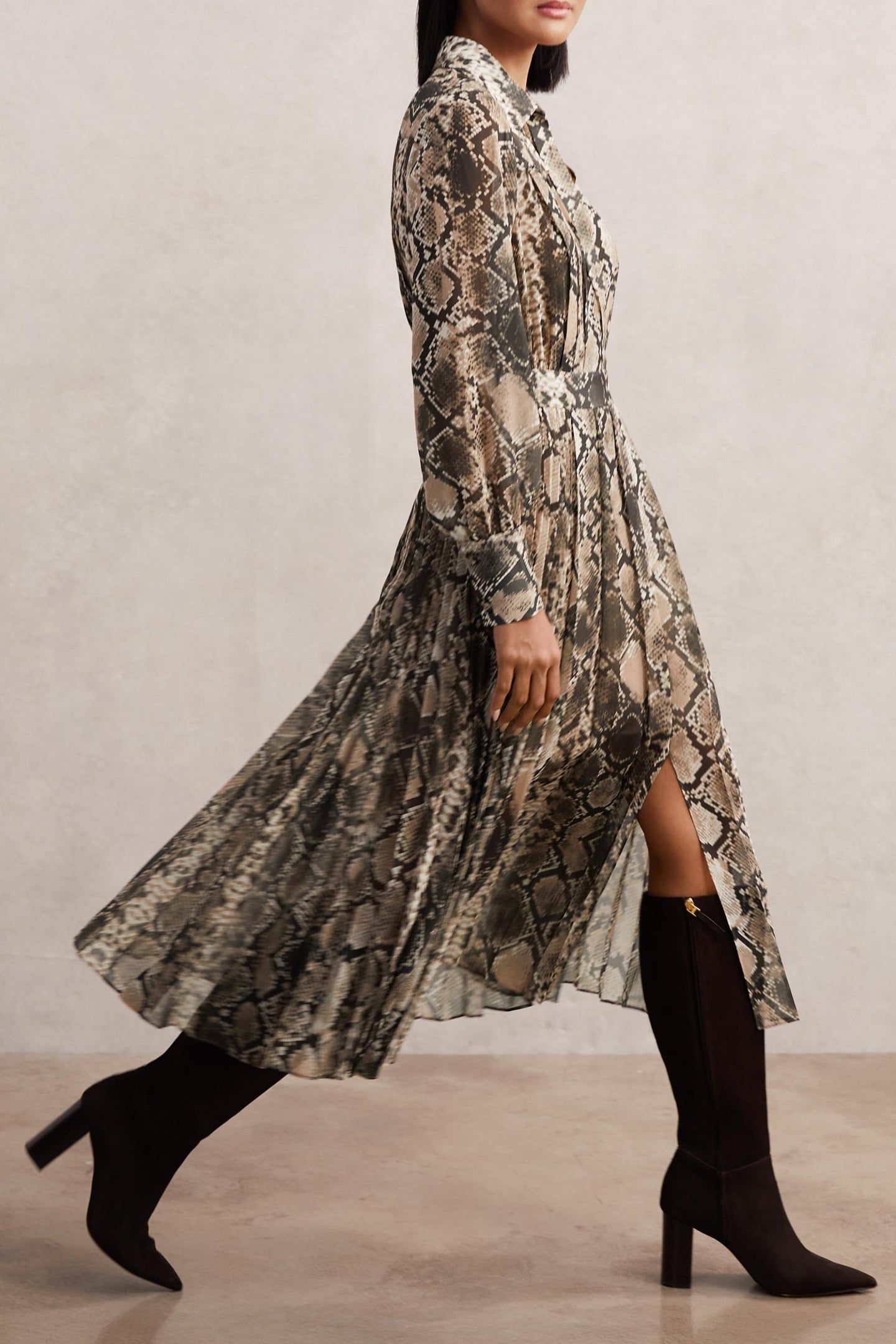 SNAKE PRINT MIDI DRESS NEUTRAL 3