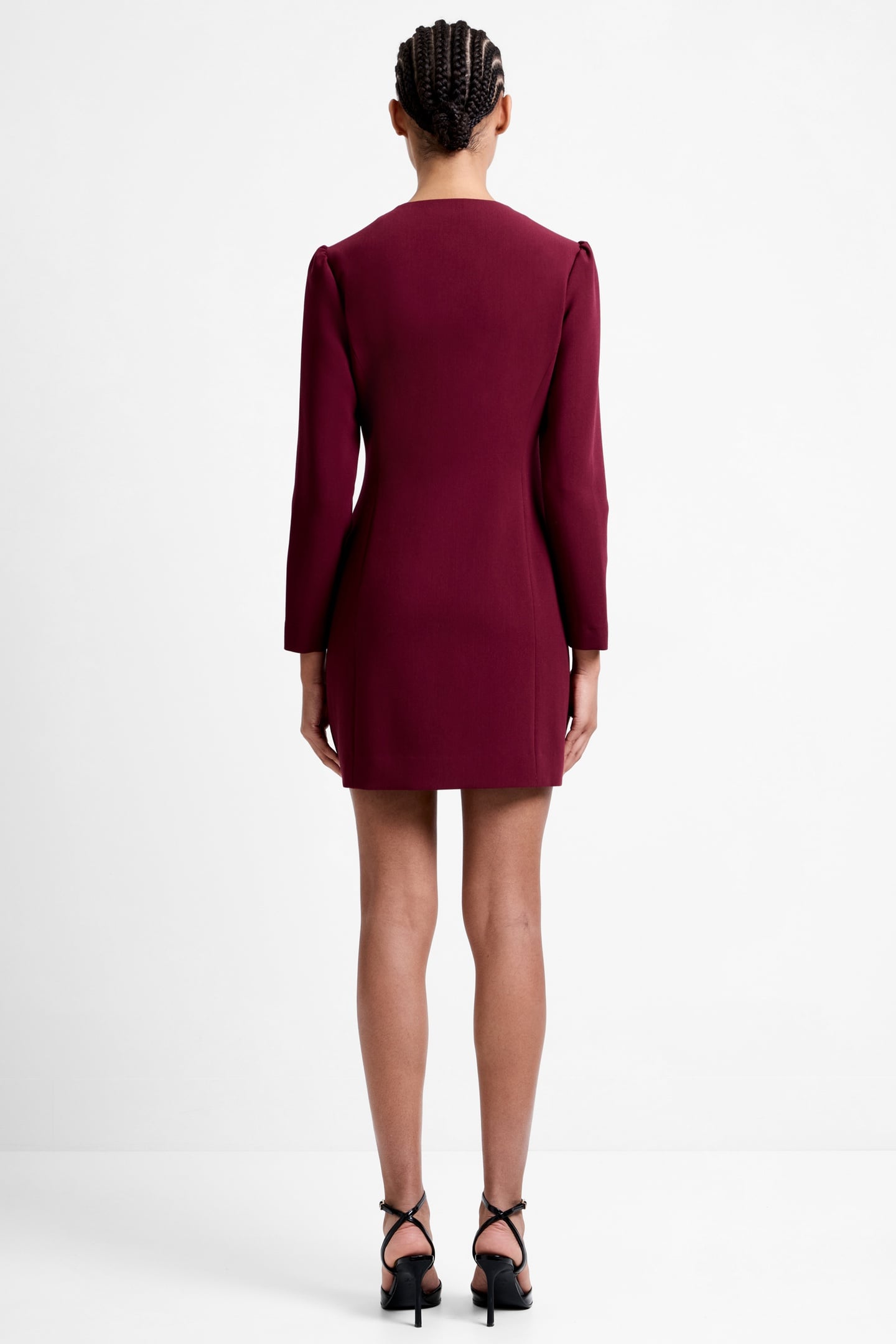 CELIE BUTTON THROUGH DRESS BORDEAUX RED BORDEAUX RED 4