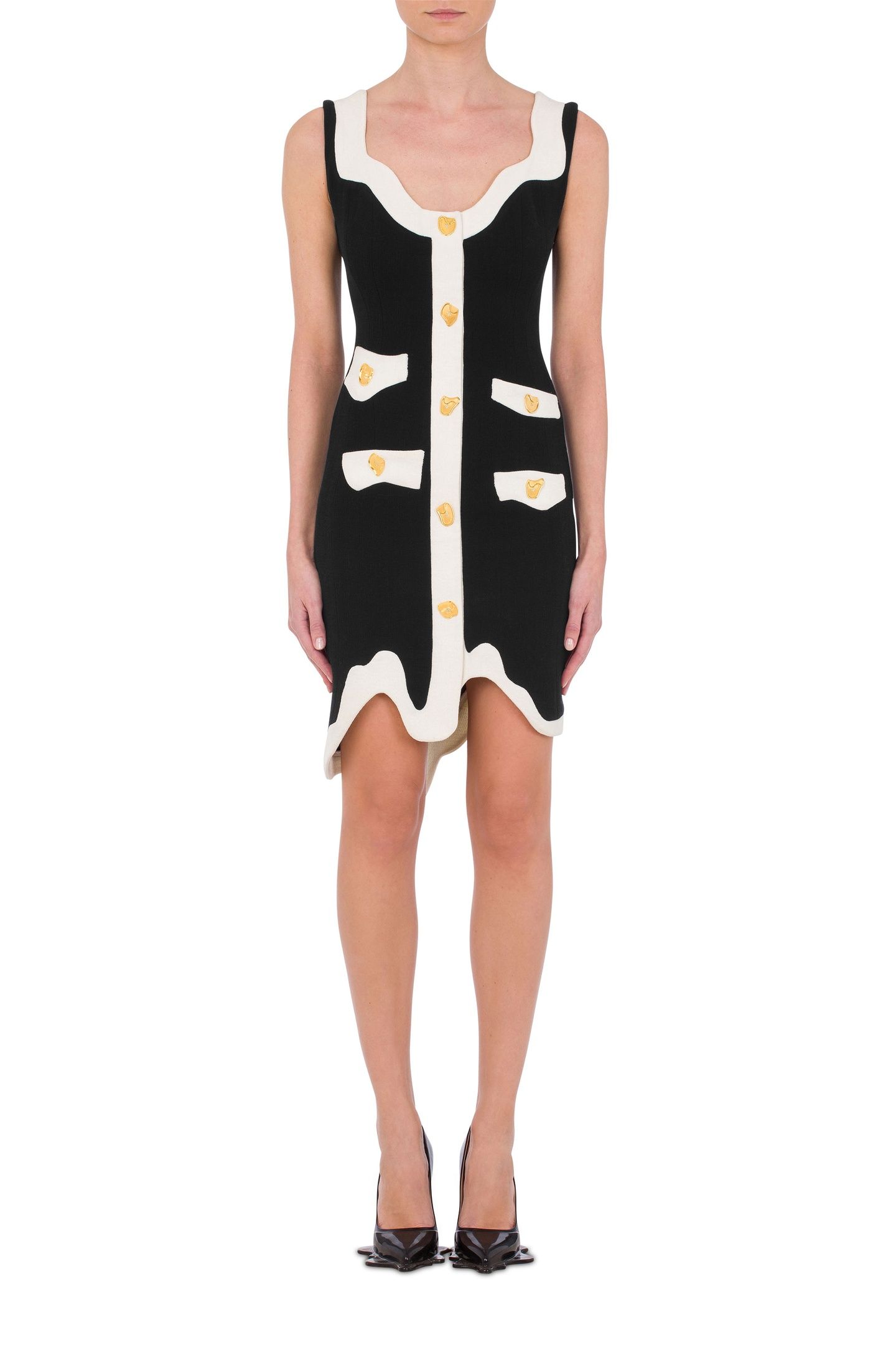 MORPHED EFFECT STRETCH CREPE DRESS BLACK 1