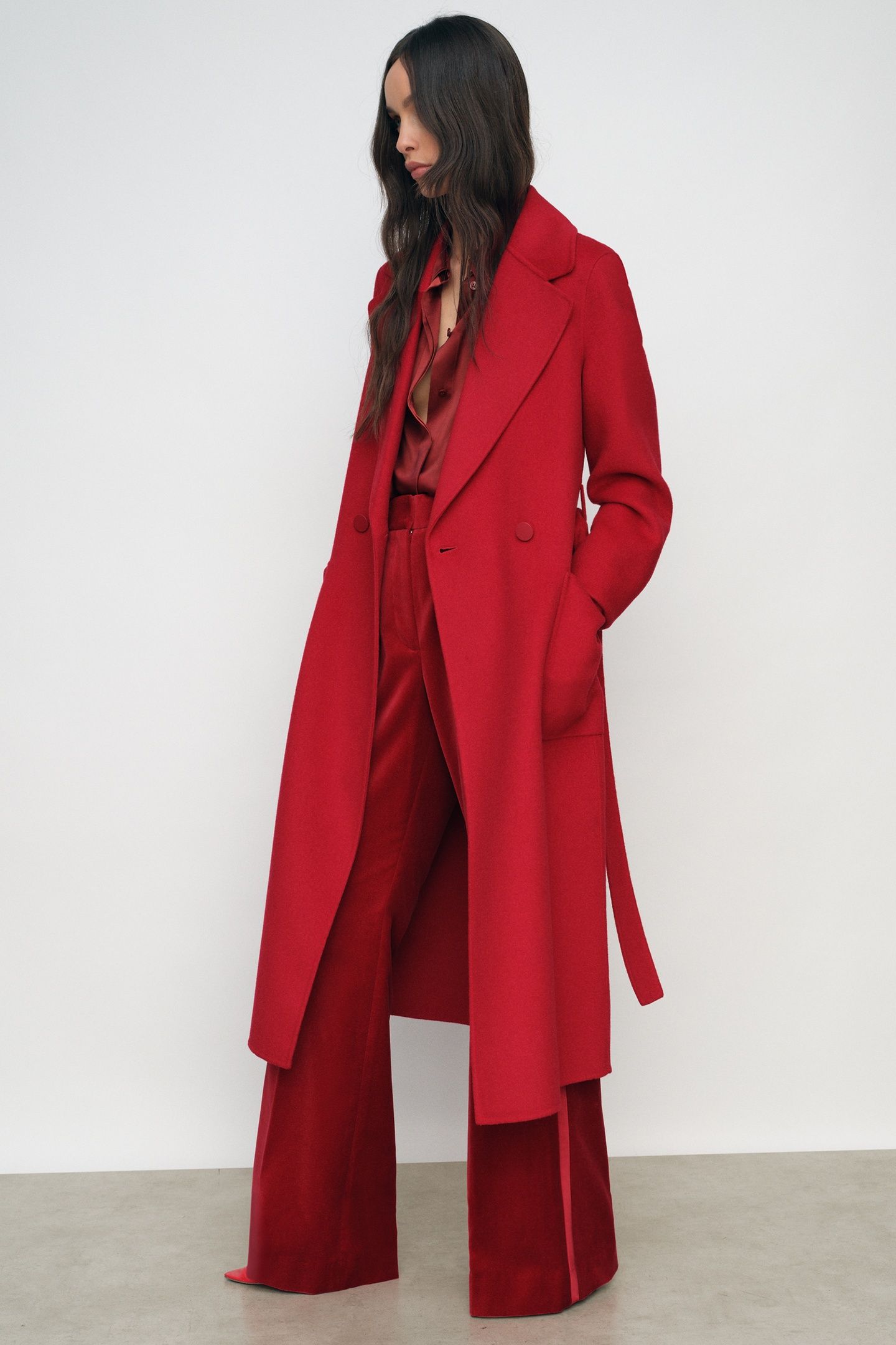 LONG DB BLIND SEAM COAT RED 3