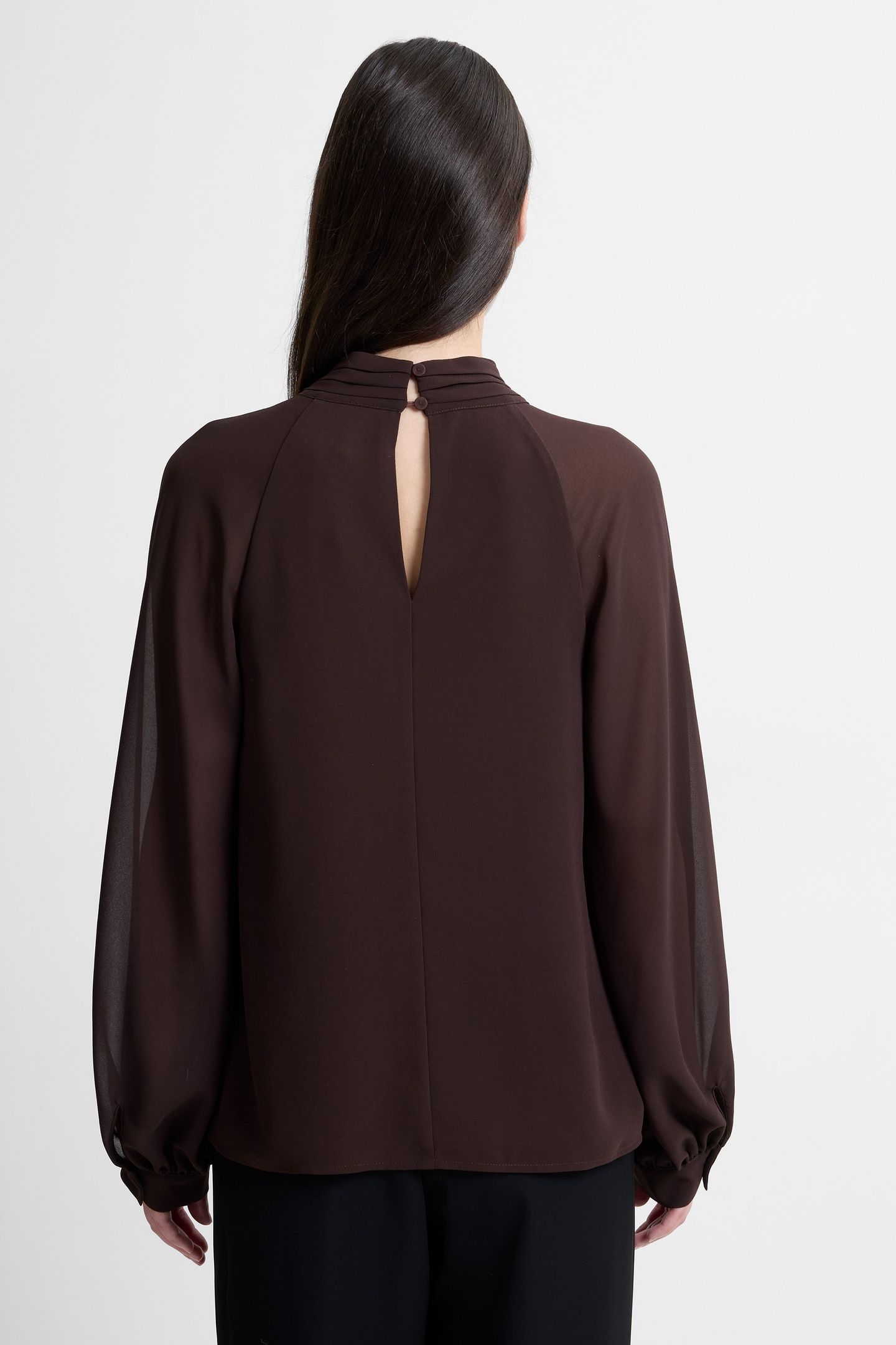 EDEN GGT LS WRAP BLOUSE BITTER CHOCOLATE 2