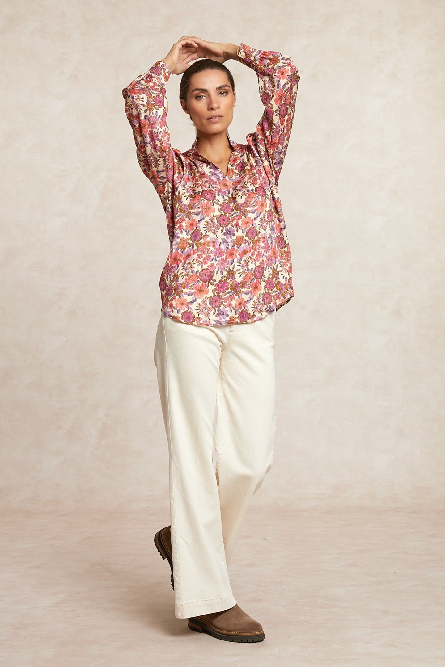 FANTASY V-NECK BLOUSE LONG SLEEVES MULTI MULTI 1