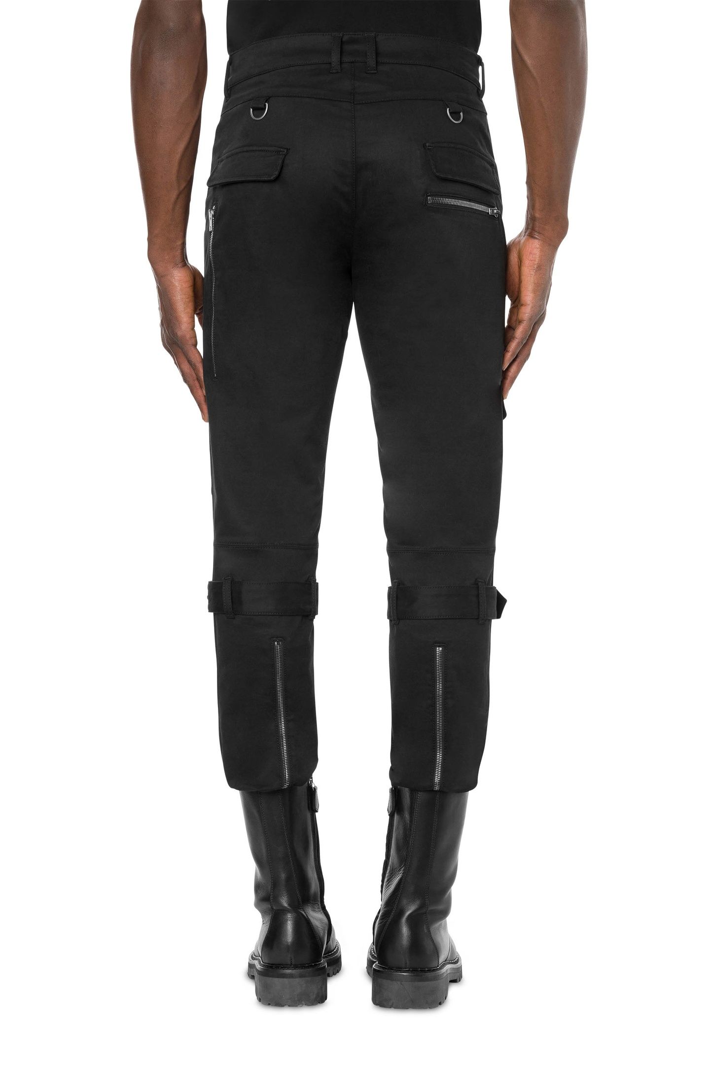 MULTI-POCKET TROUSERS IN MATT SATIN BLACK 2