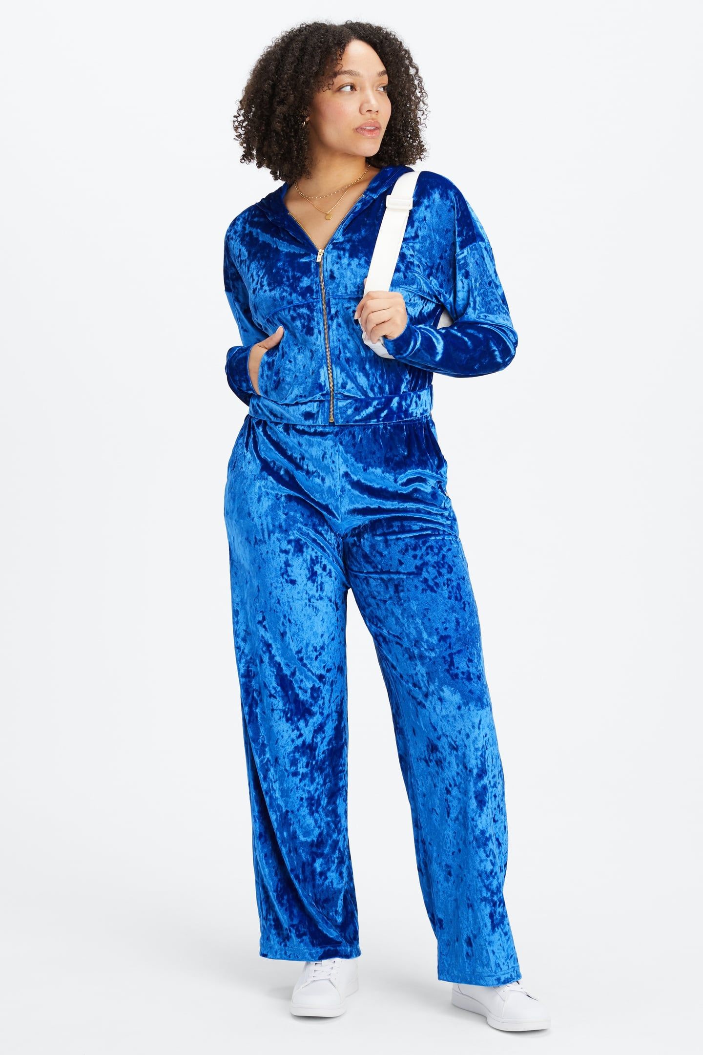 GO-TO CRUSHED VELOUR WIDE LEG PANT CELESTE 1