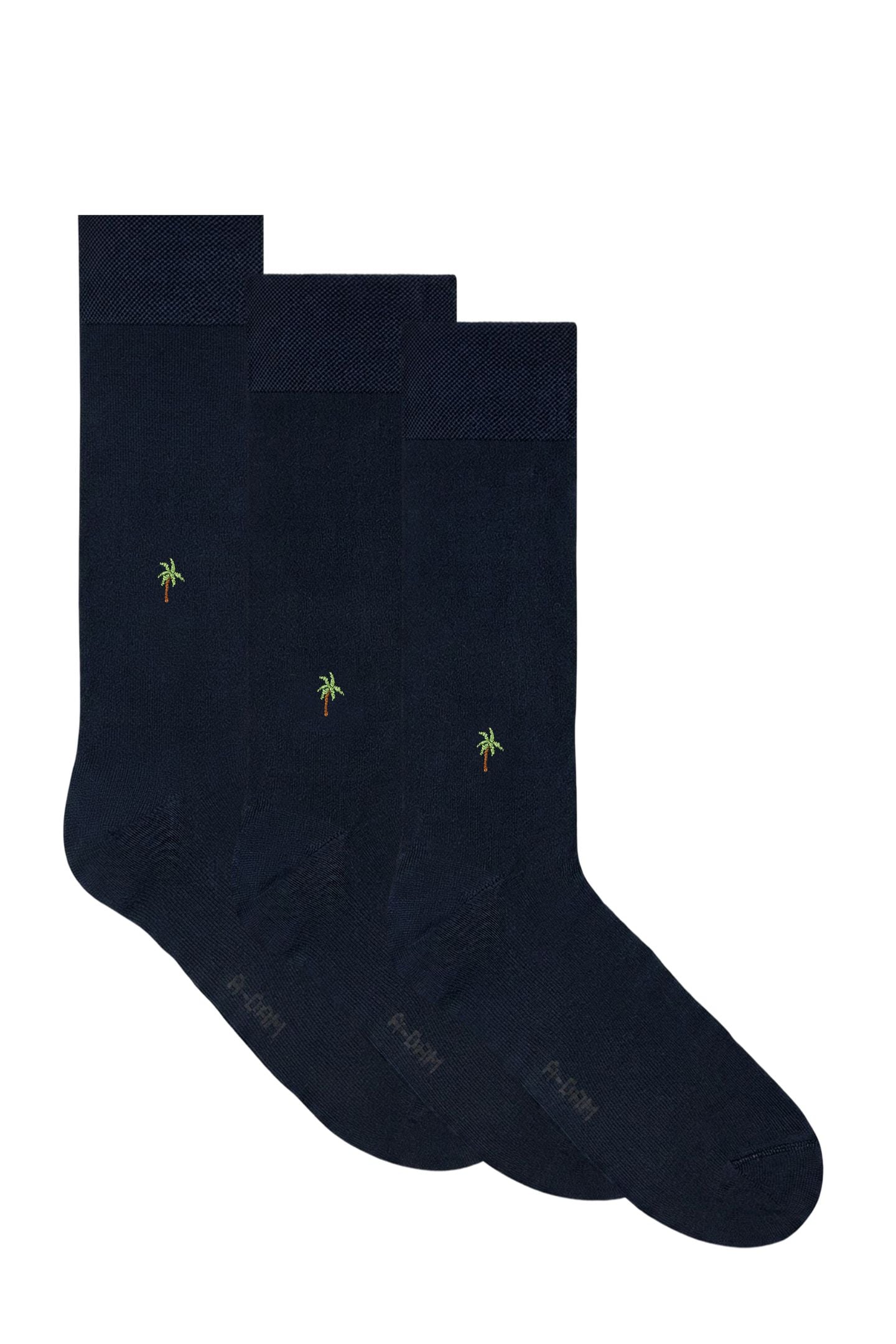 A-DAM 3-PACK DRESS SOCKS NAVY PALM TREE BLUE DARK NAVY 1