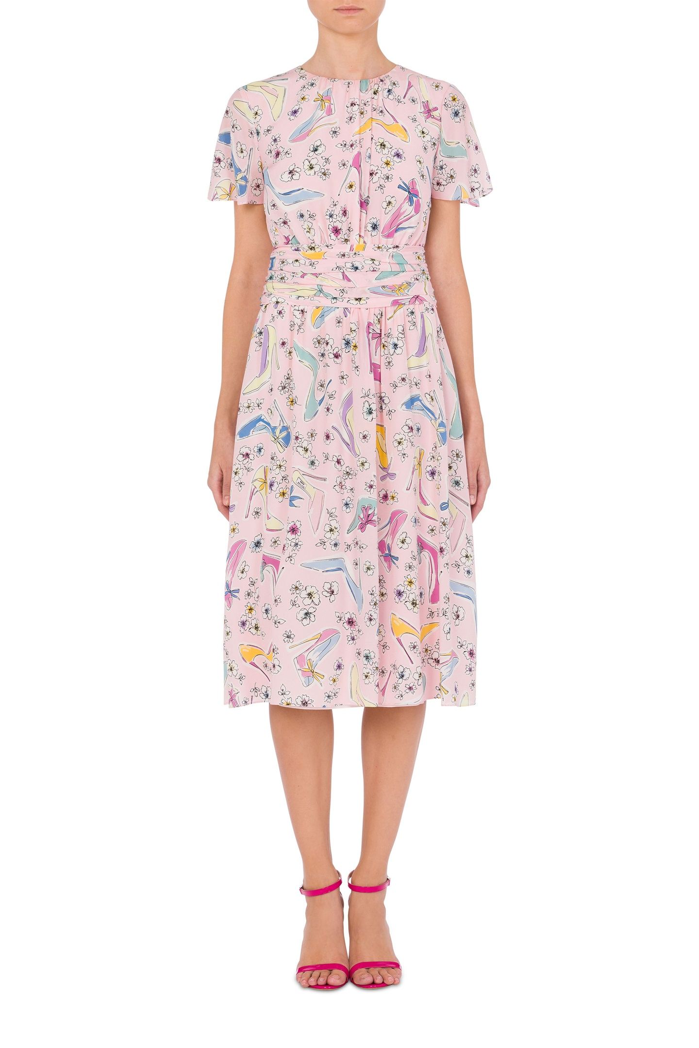 HEELS & FLOWERS MIDI DRESS PINK 1