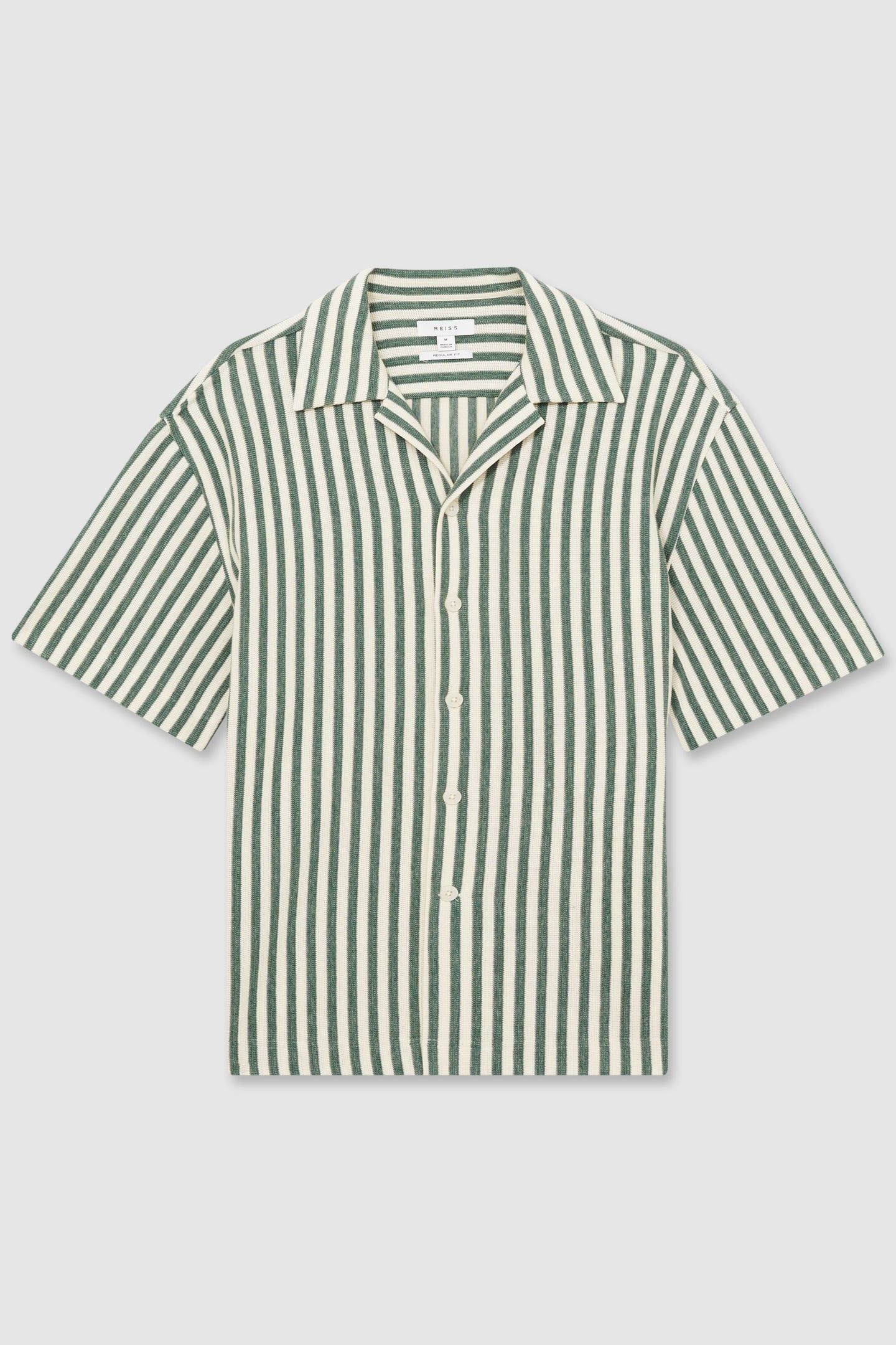 SS TEXTURED STRIPE CUBAN SHIRT GREEN/WHITE 3