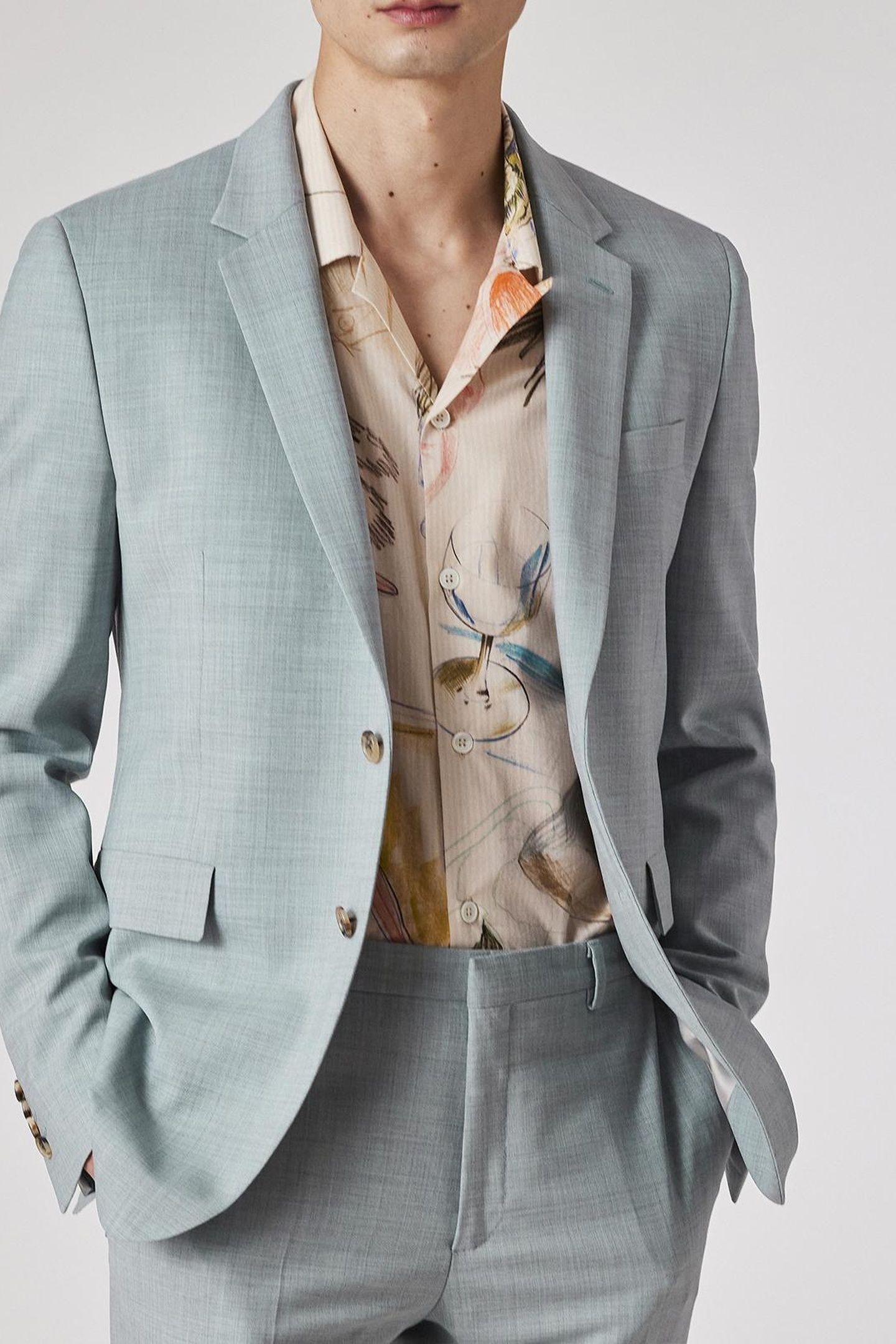 MENS SLIM FIT 2BTN SUIT LIGHT BLUE 8