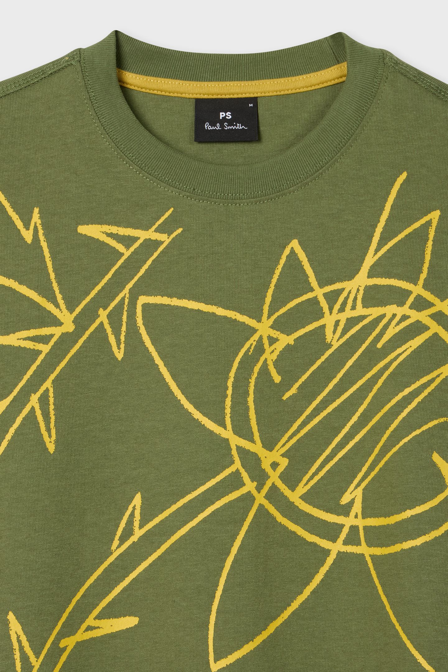 MENS REG FIT SS TSHIRT SKETCH FLORAL LT GREYISH GREEN 2