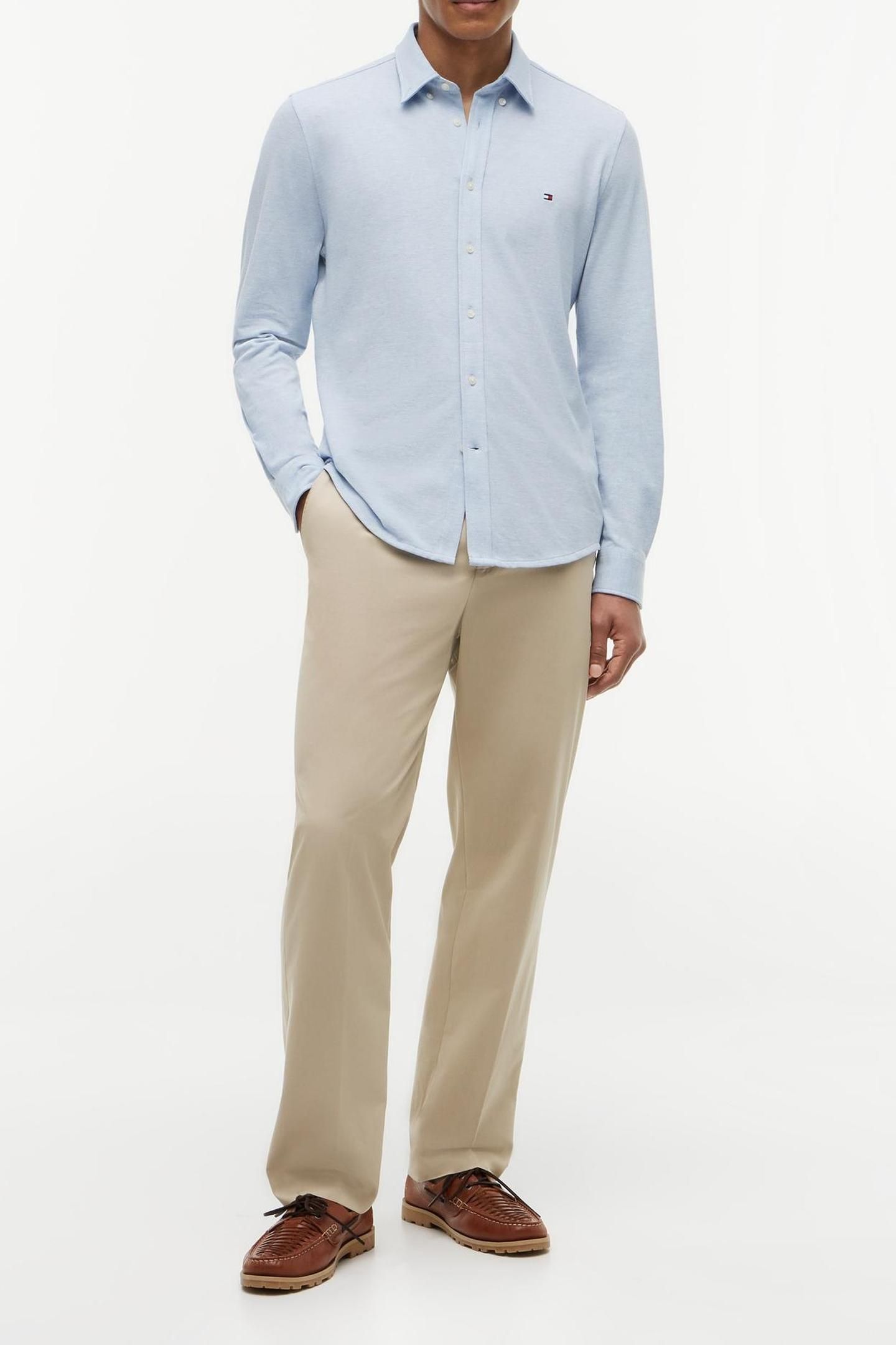 KNIT PIQUE SHIRT LIGHT BLUE HEATHER 2